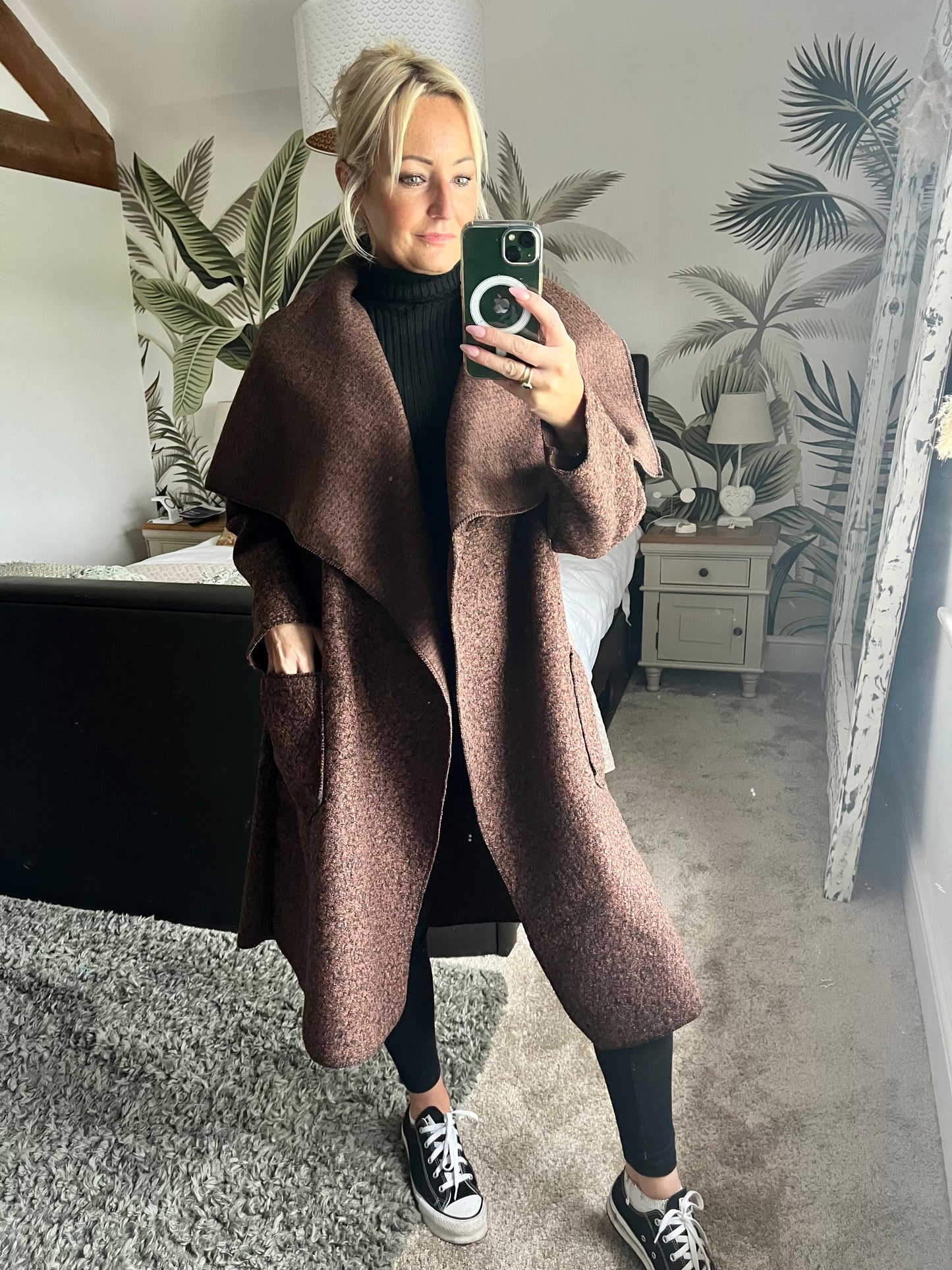 Oversized Waterfall Coatigan- Chocolate Brown