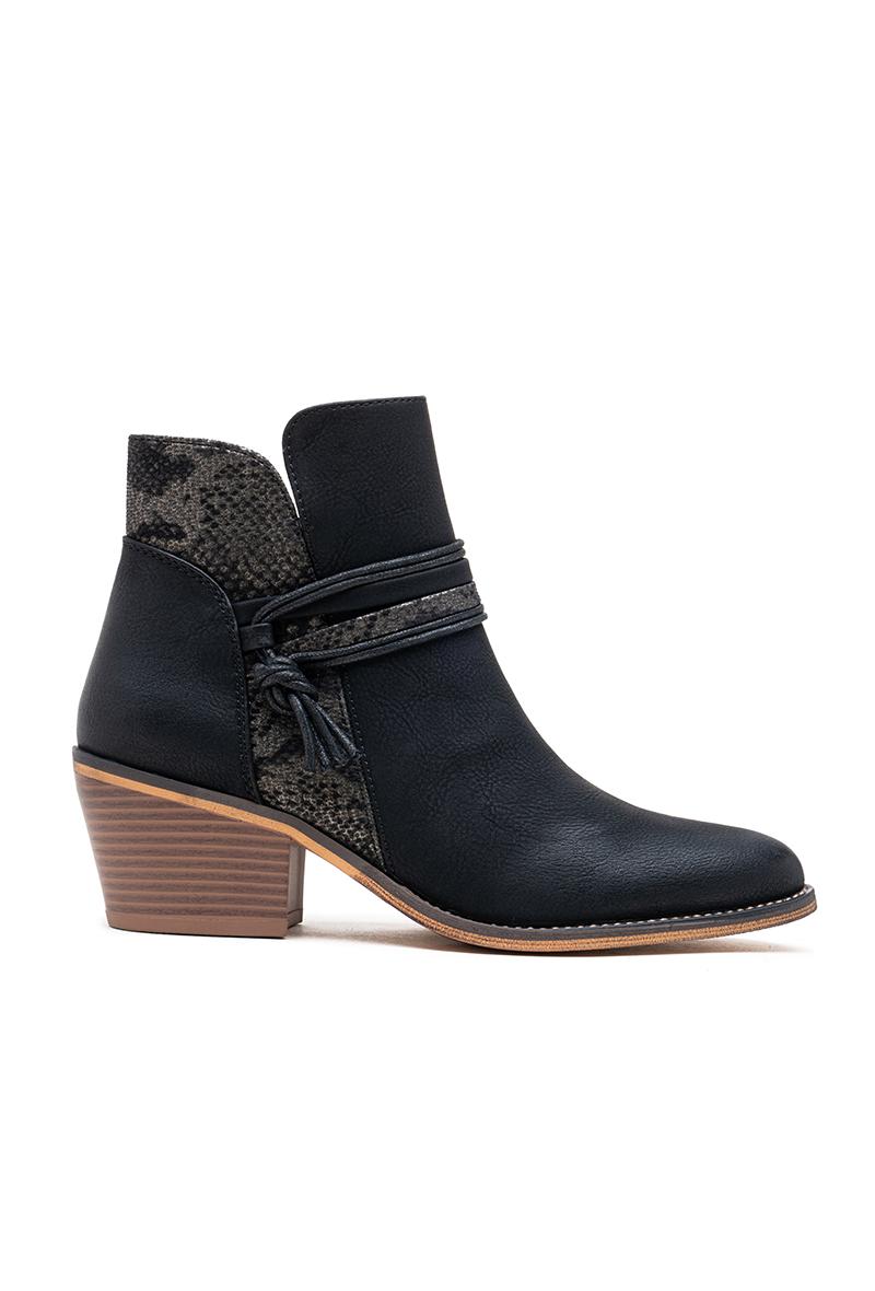 Black Western Leopard Ankle Boots