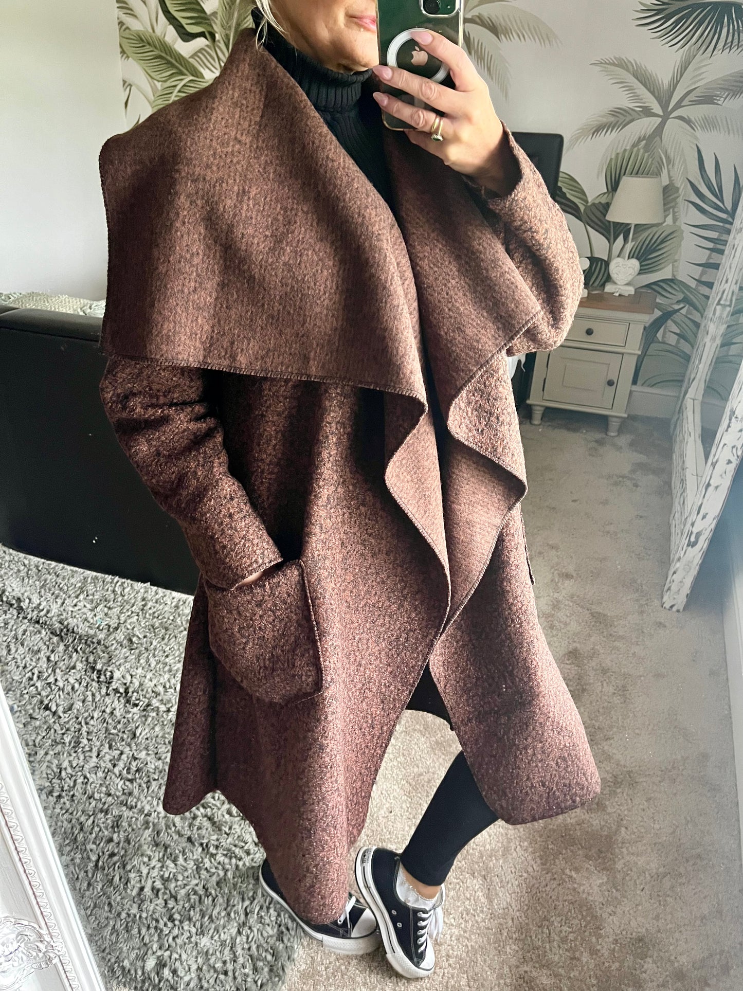 Oversized Waterfall Coatigan- Chocolate Brown