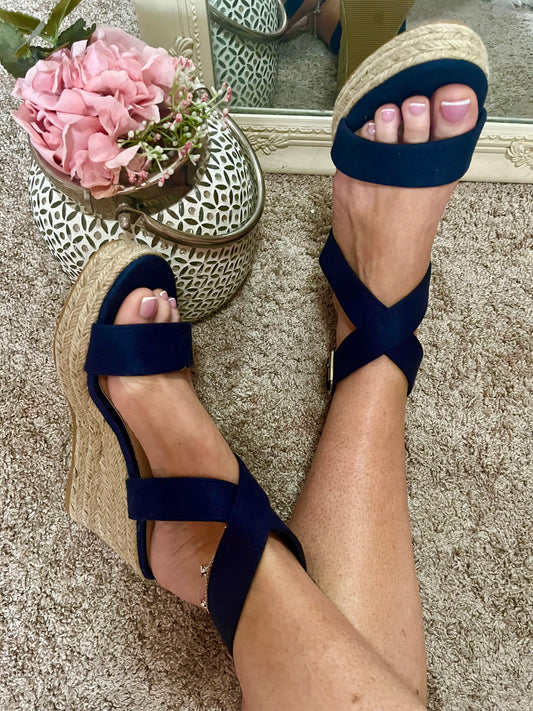 Cipriani  Cross Over Navy Wedges