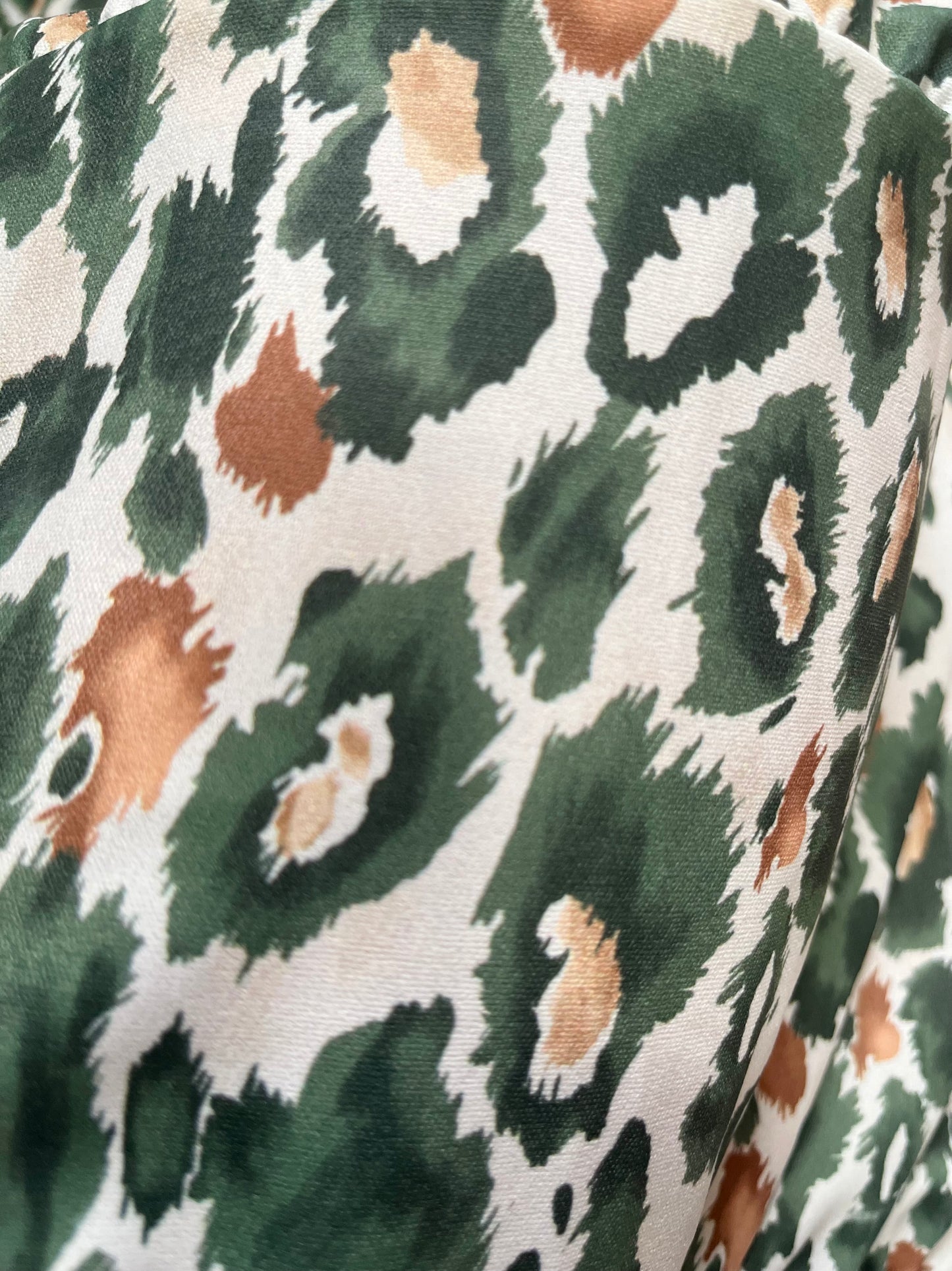 Shirred Waist Magic Dress - Sage Green Leopard