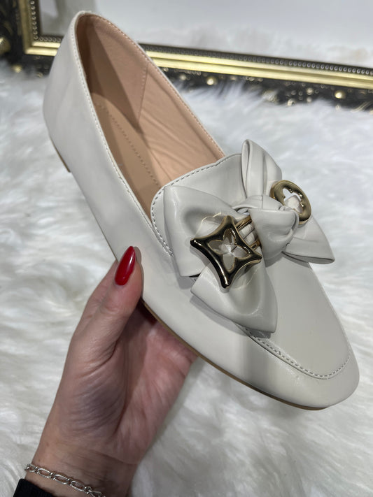 BOW LOAFERS - BEIGE