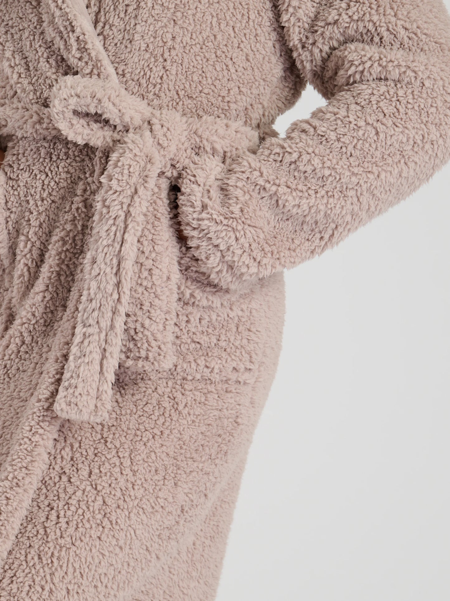 Mink Sherpa Maxi Robe With Luxury Fleece Lined Hood