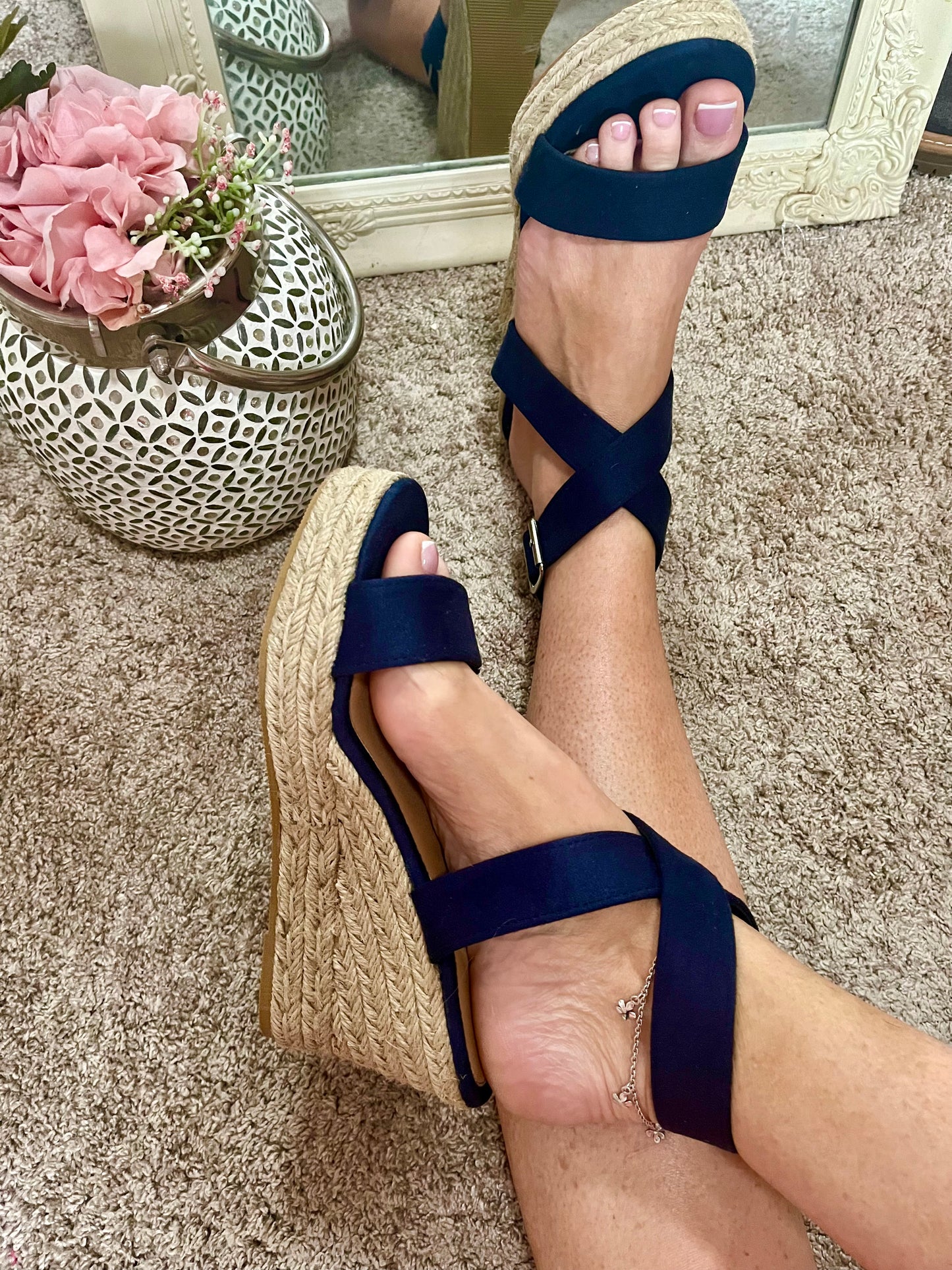 Cipriani  Cross Over Navy Wedges