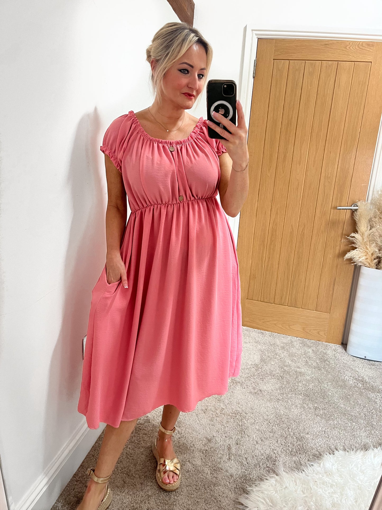 Dusky Pink Pocket Dress