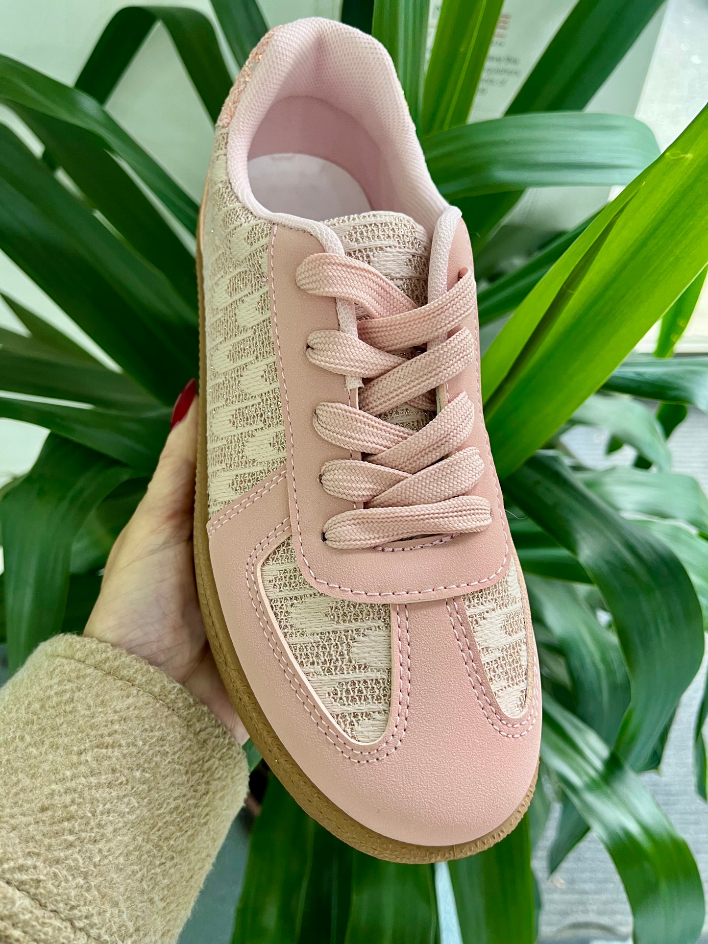 Baby Pink & Beige Sneaker Trainers