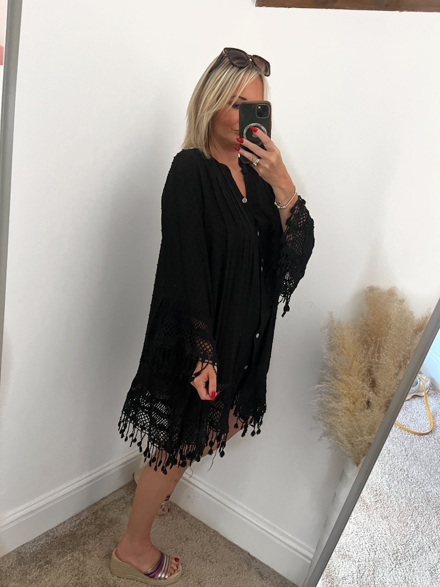 Boho Crochet Kaftan - Black
