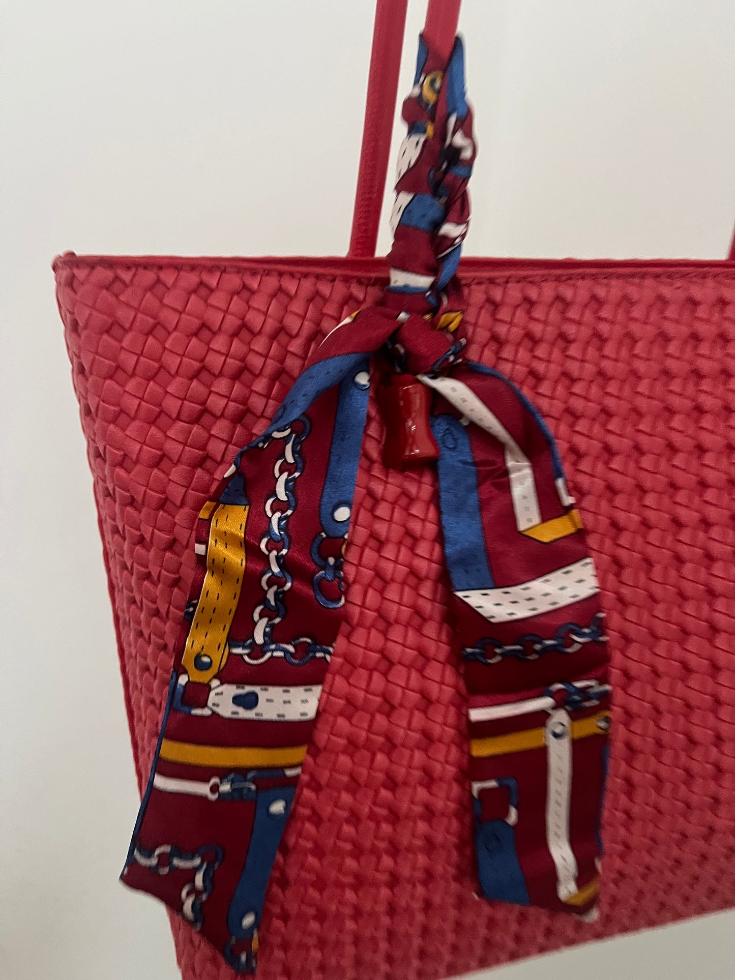 Red Tote Scarf Bag