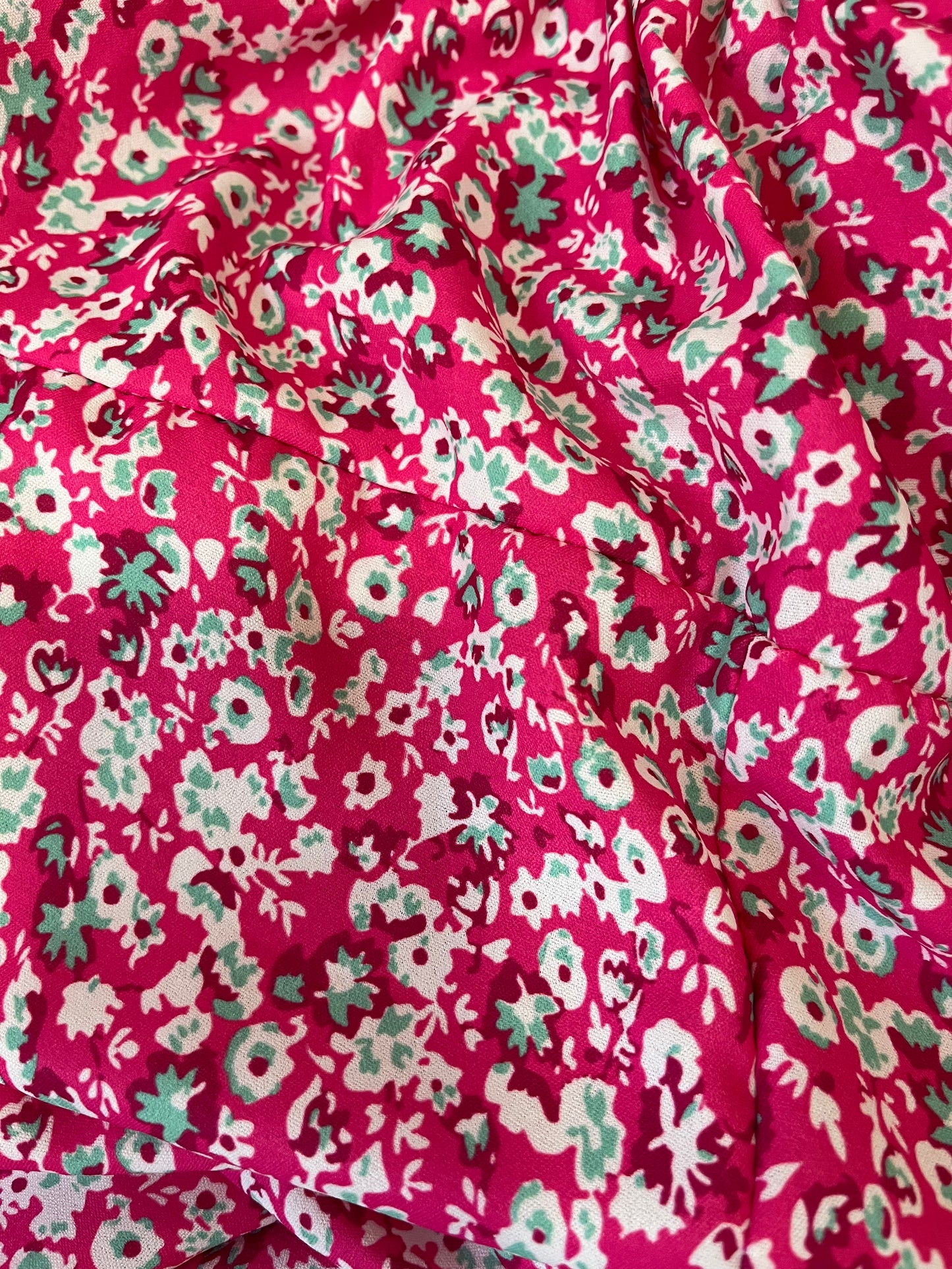 Ditsy Shirred Waist Magic Dress - Candy Pink