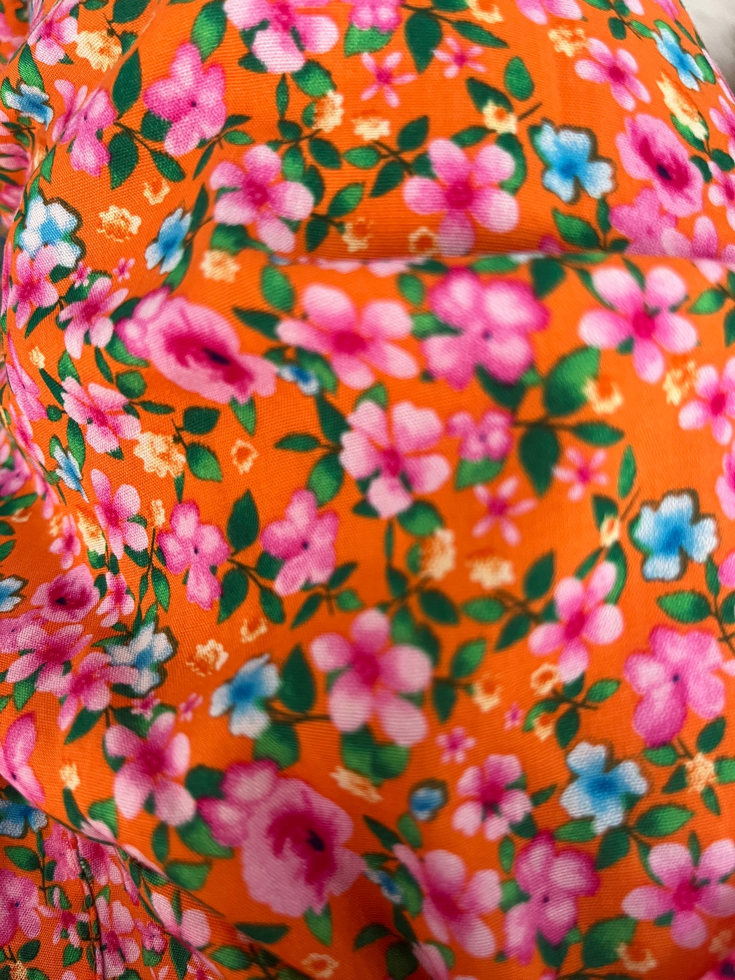 Shirred Waist Magic Summer Dress - Ditsy Floral - Orange