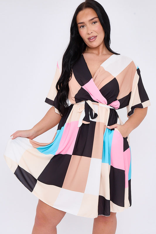 Checked Candy Dress Black/Pink - Plus Size