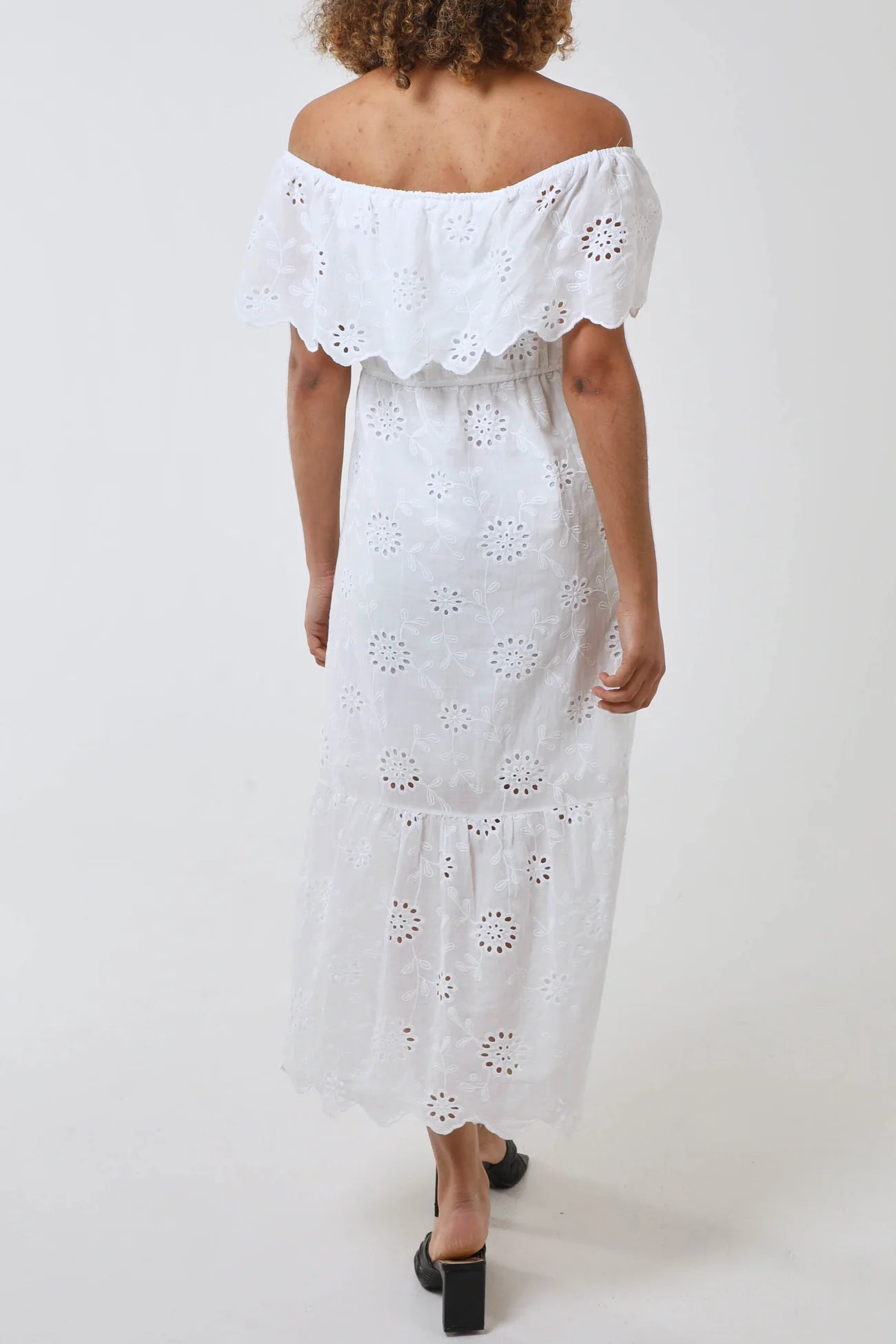 Broderie Tiered Midi Dress