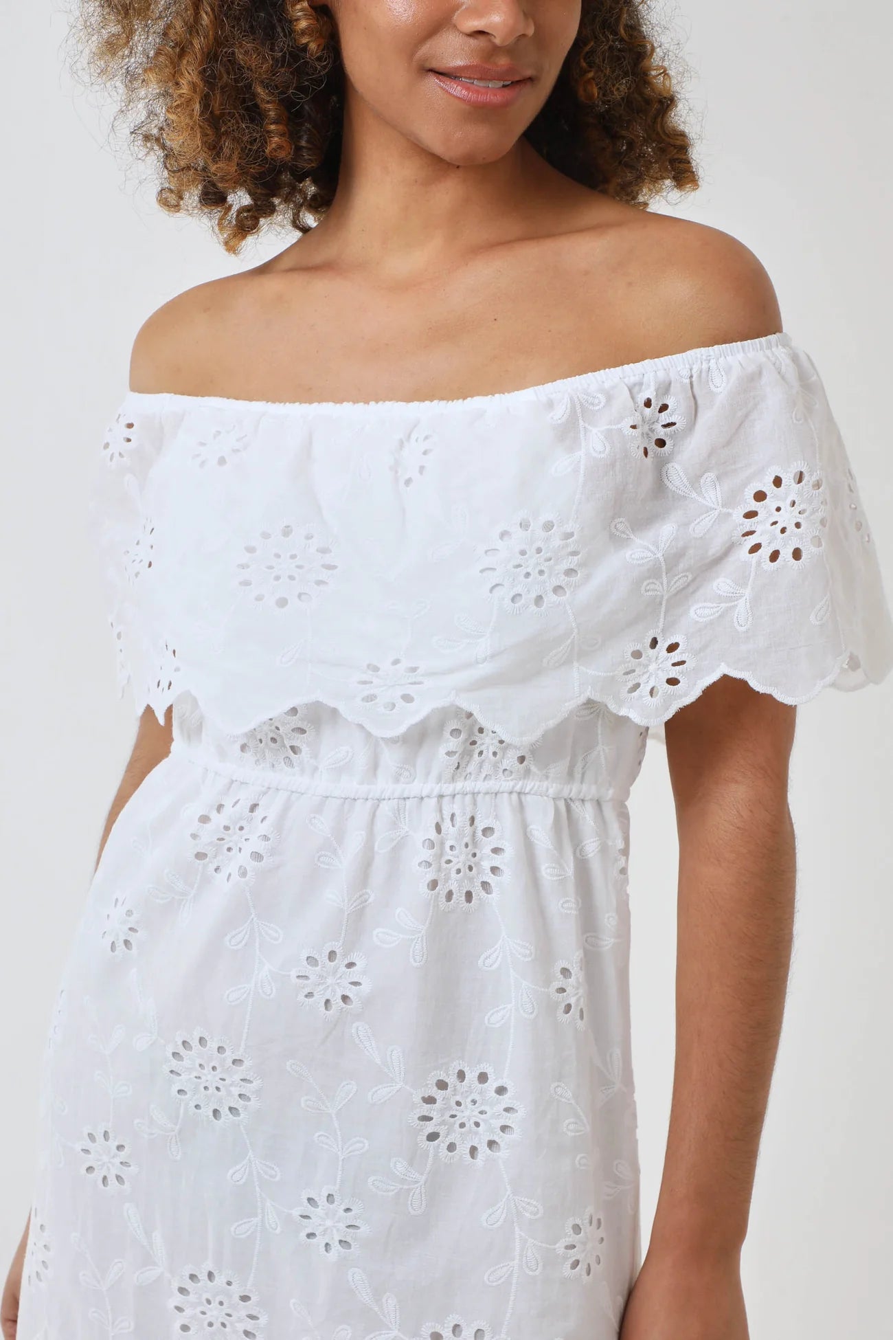 Broderie Tiered Midi Dress