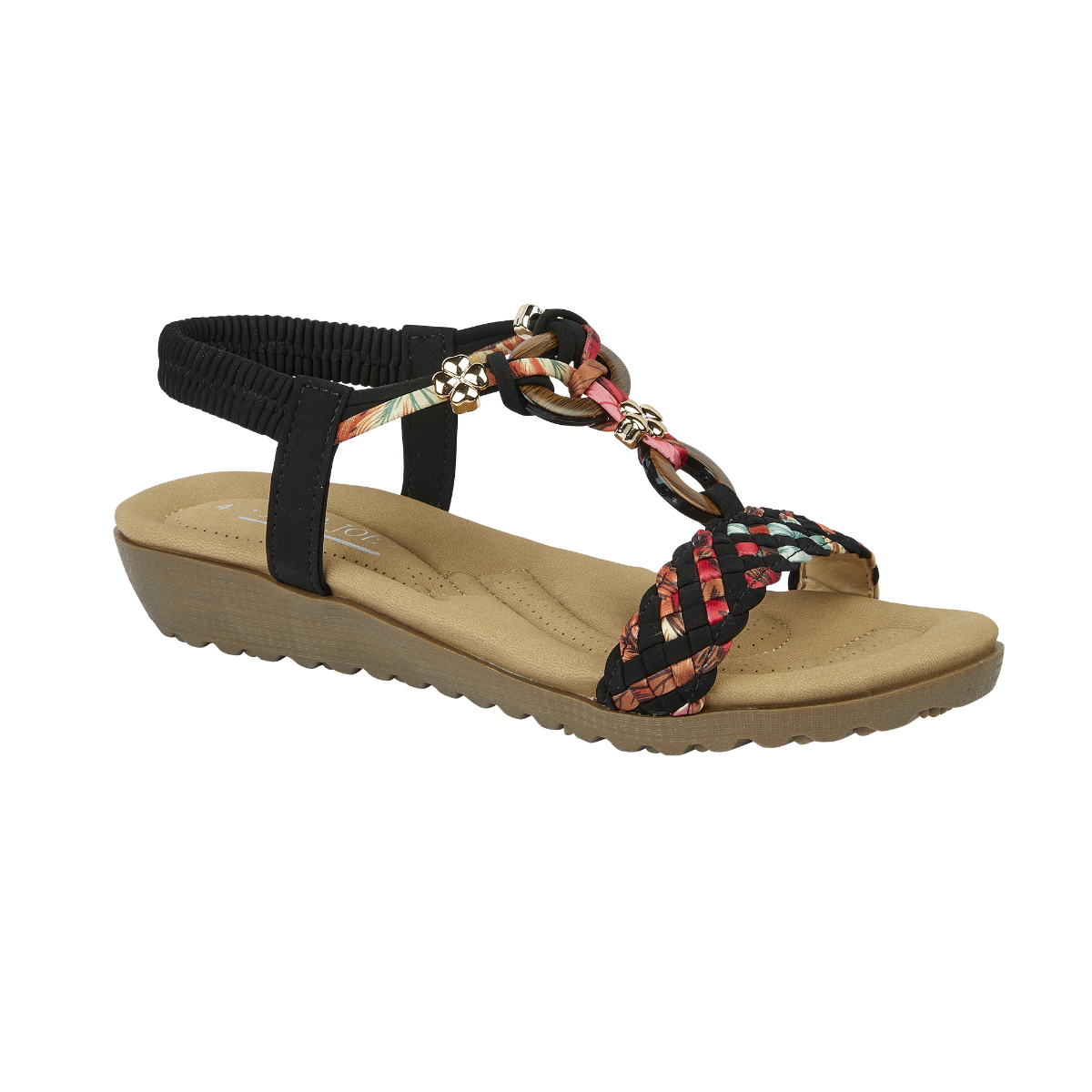 Marrakesh Black Wedges Sandals