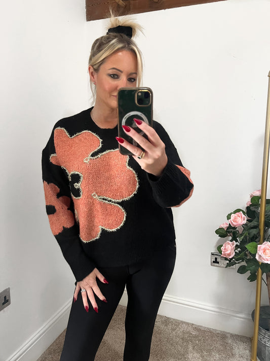 Coral Rose Black Jumper