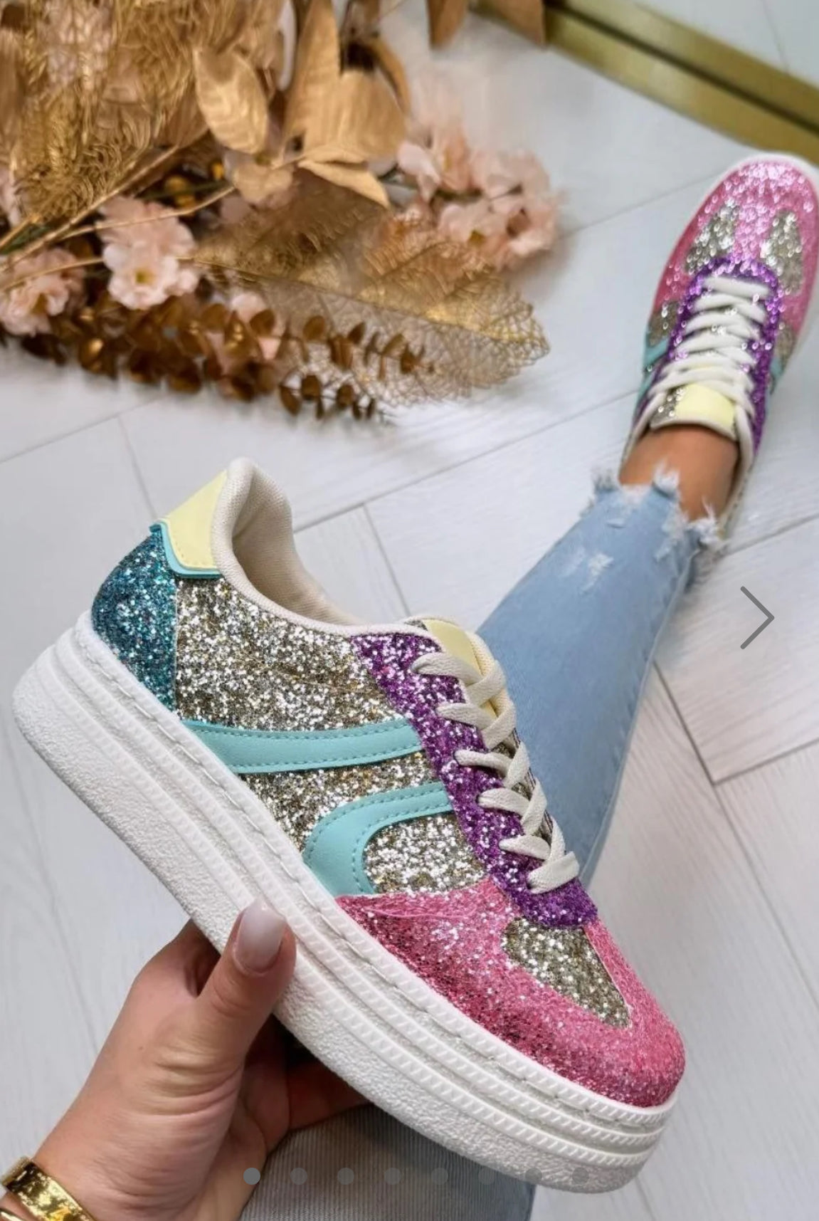 Multi Coloured Glitter Trainers