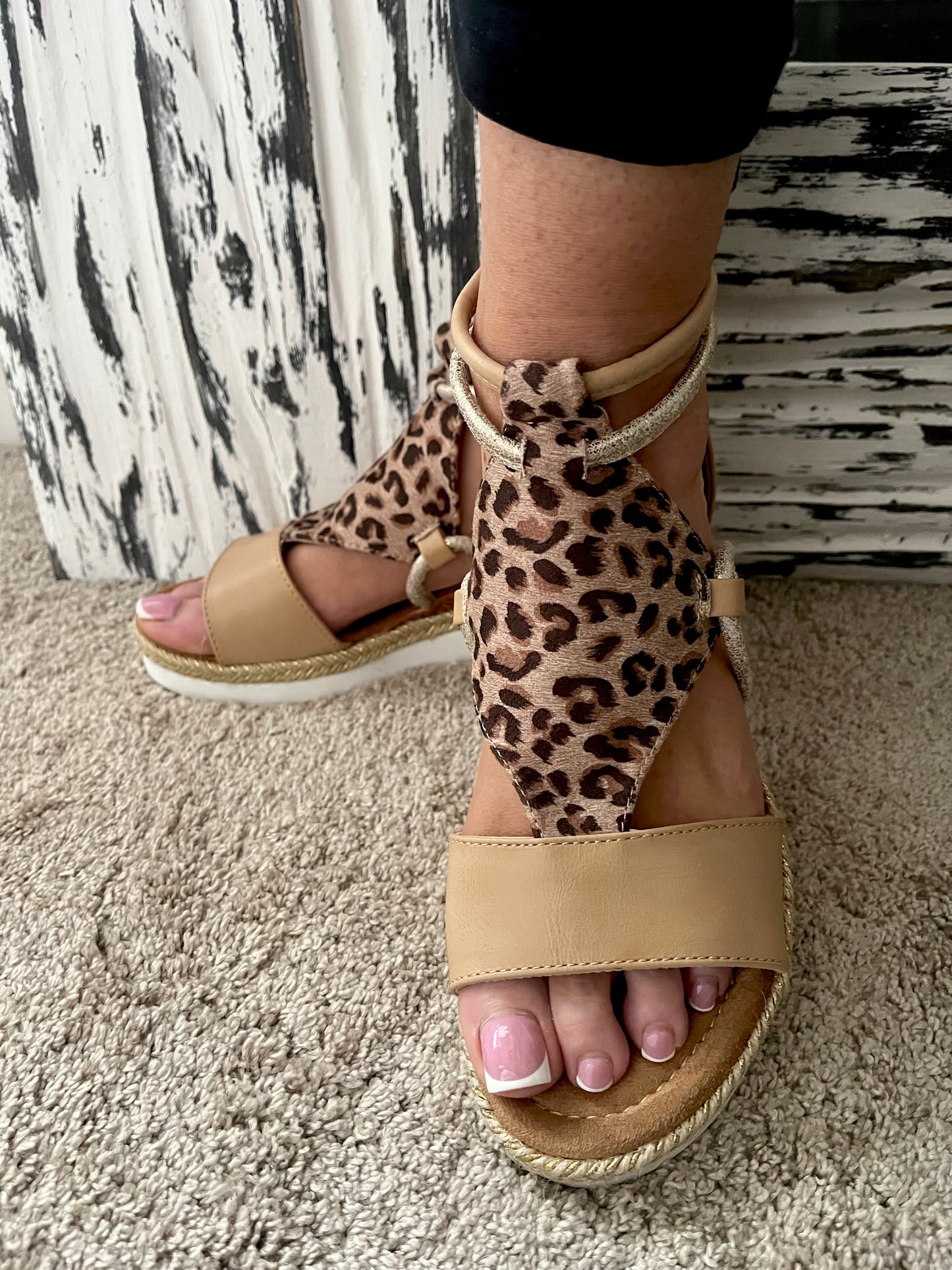 Leopard Wedges Sandals - PRE- ORDER