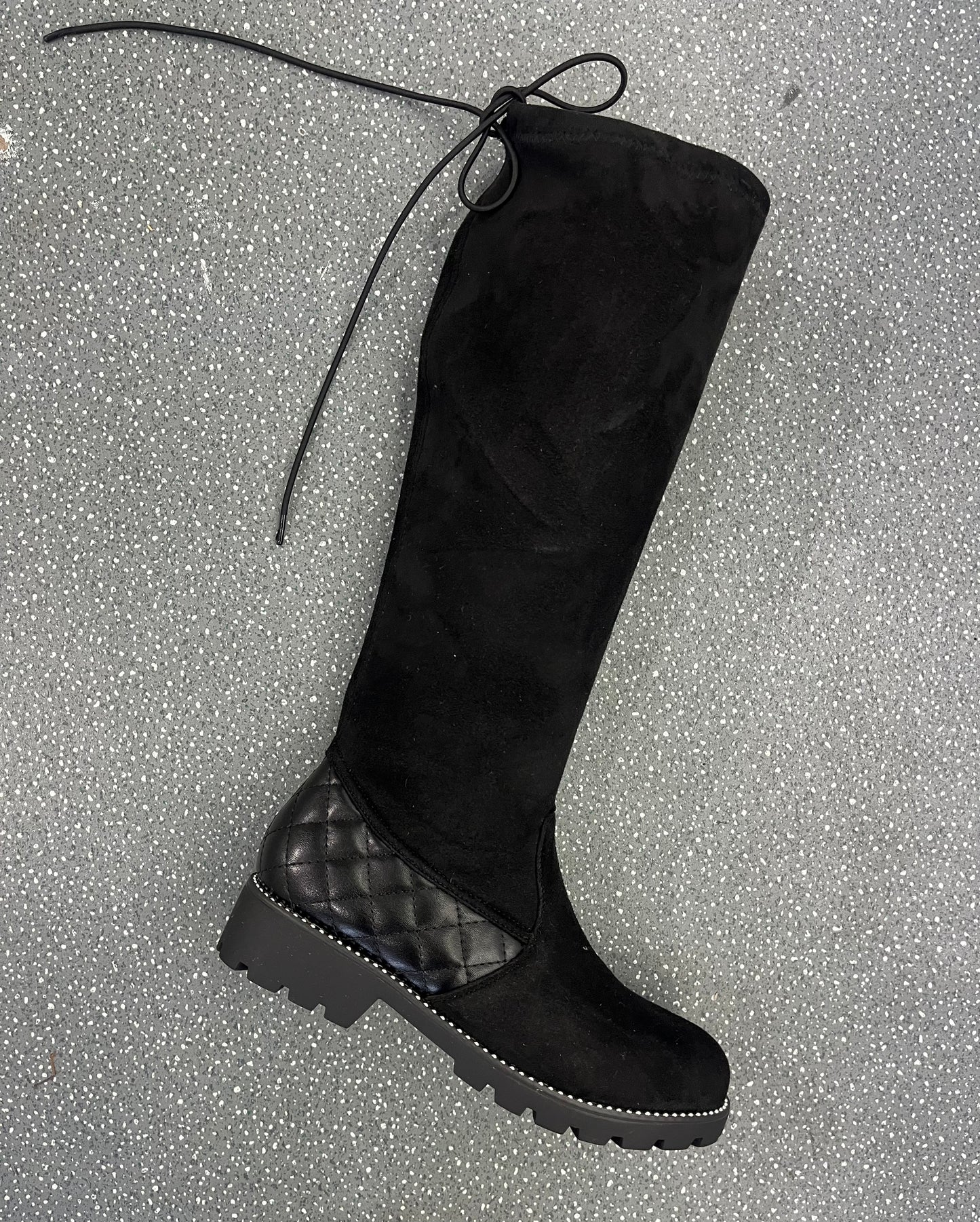 Black Knee High Suedette Boots