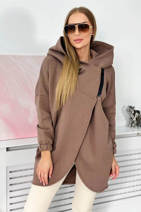 Cocoon Hooded Fleeced Coatigan - Mocha