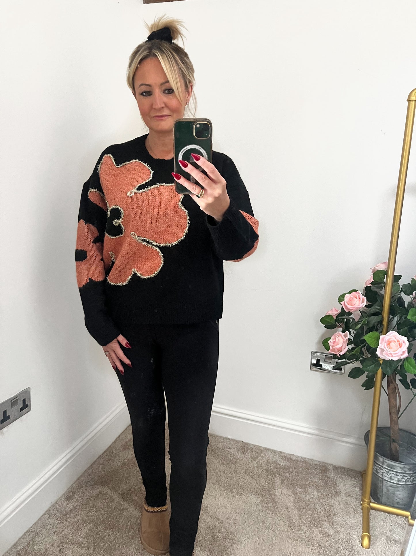 Coral Rose Black Jumper