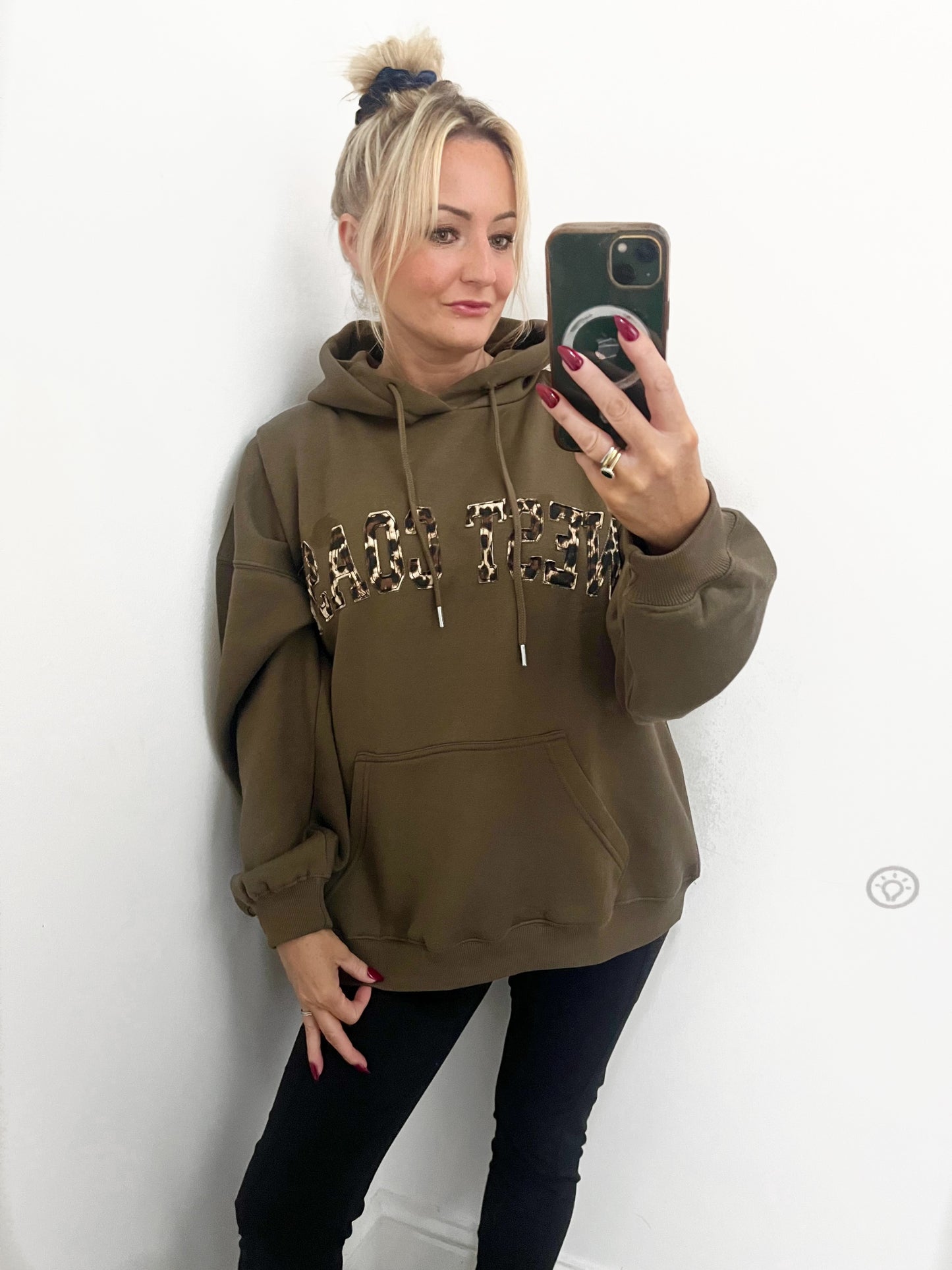 West Coast Slogan Leopard Hoodie - Khaki