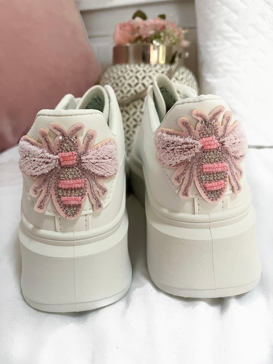 Pink Bee Chunky White Trainers