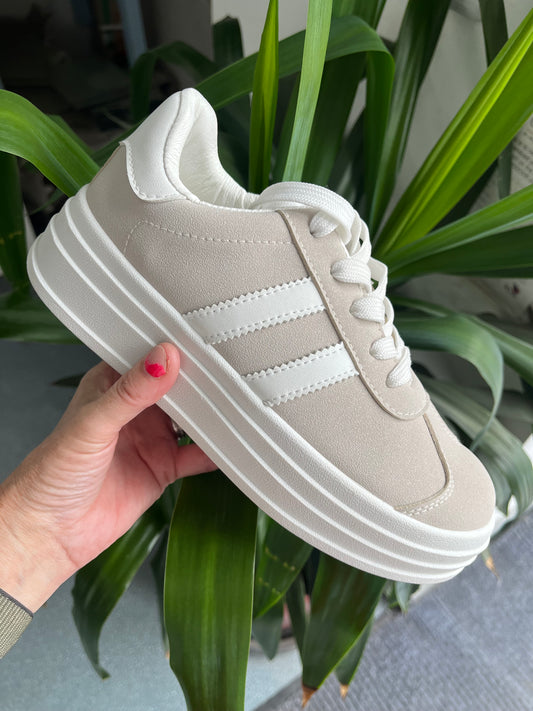 Grey Stripe Chunky Trainers