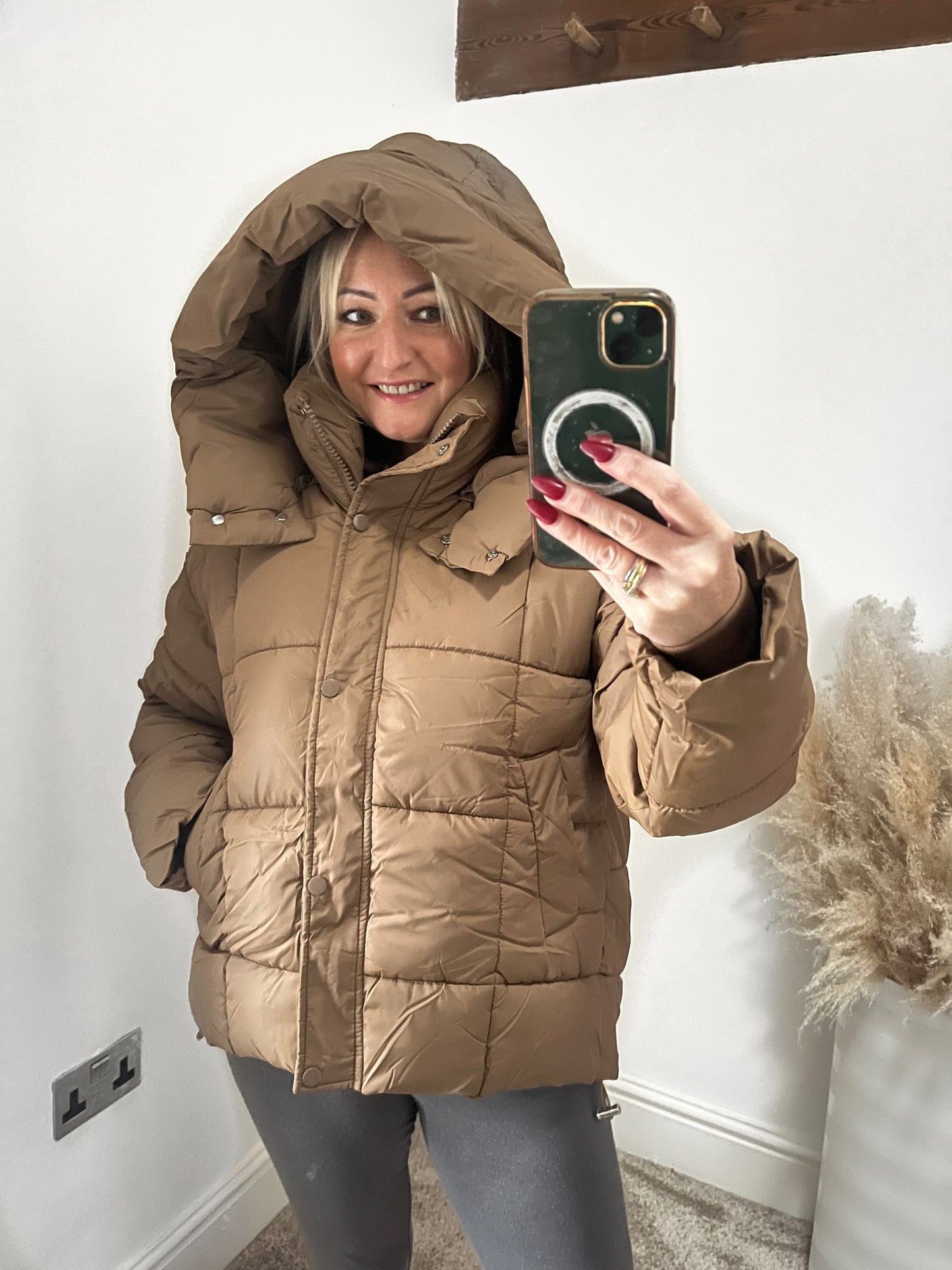 Quilted Padded Puffer Jacket - Copper