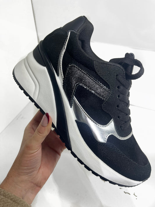 Black/White Shimmer Trainers