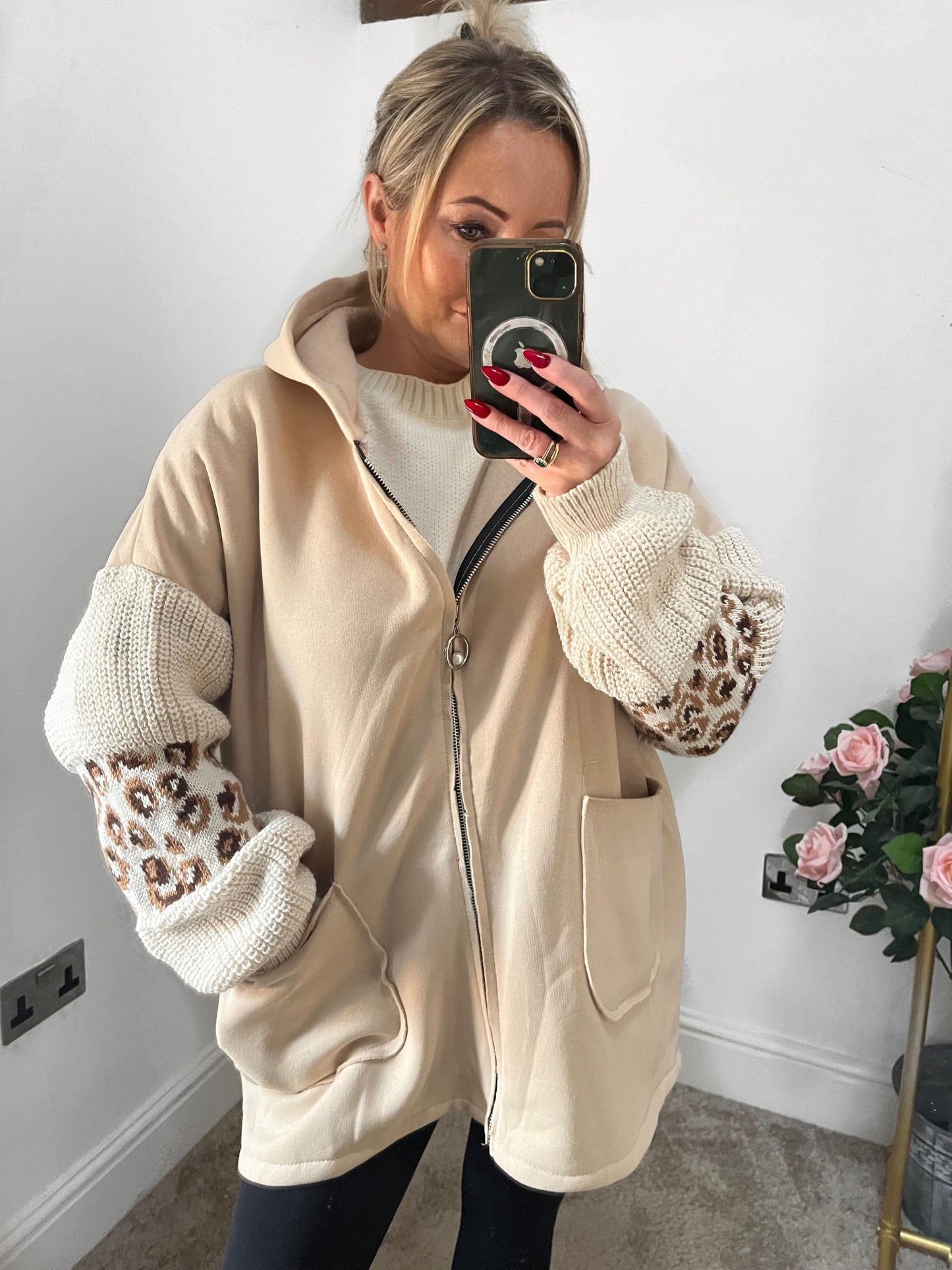 Fleeced Snuggle Hoodie - Beige