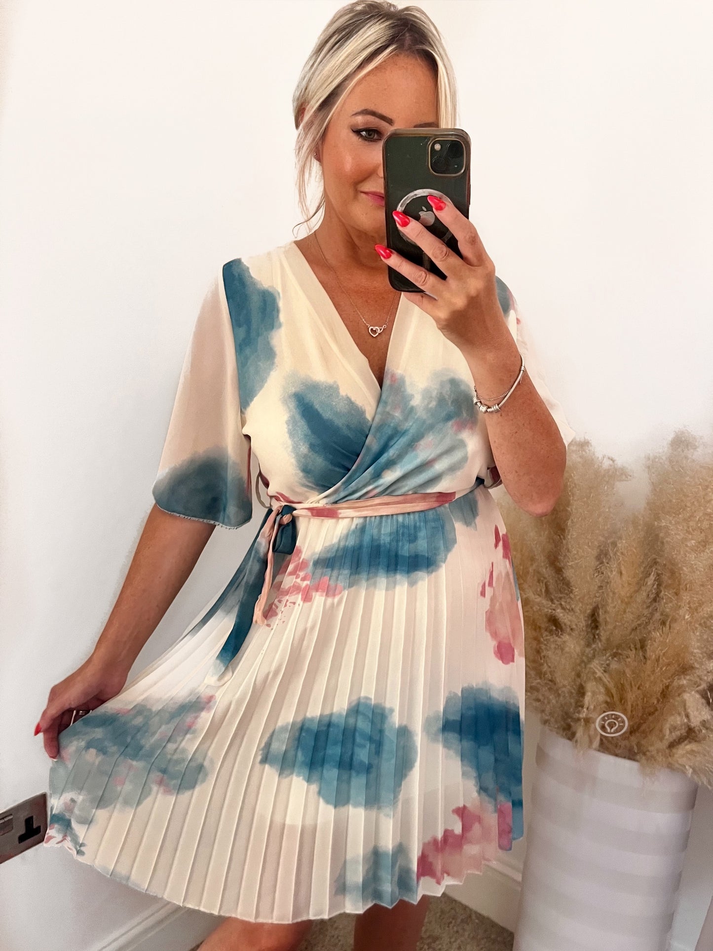 Cloud Pleated Midi Dress