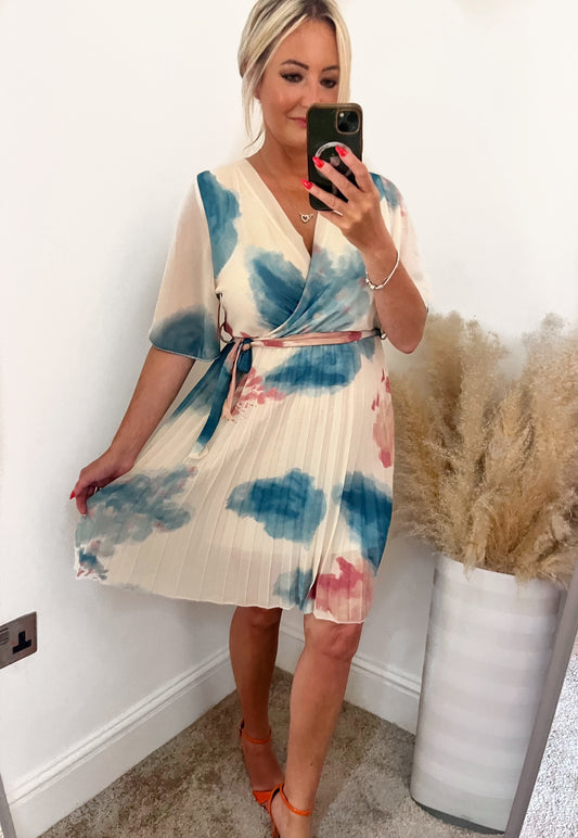 Cloud Pleated Midi Dress