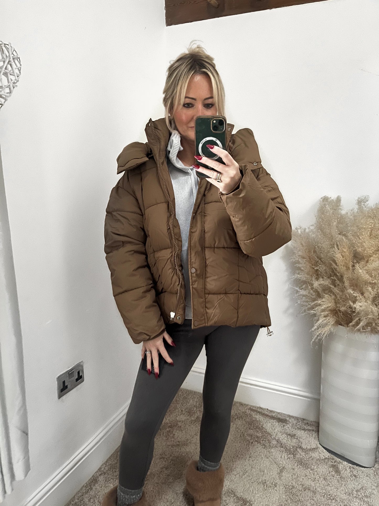 Quilted Padded Puffer Jacket - Copper