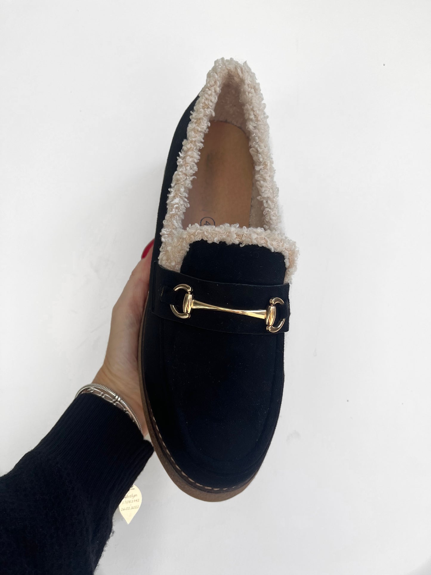 Fleeced Lined Loafers - Black