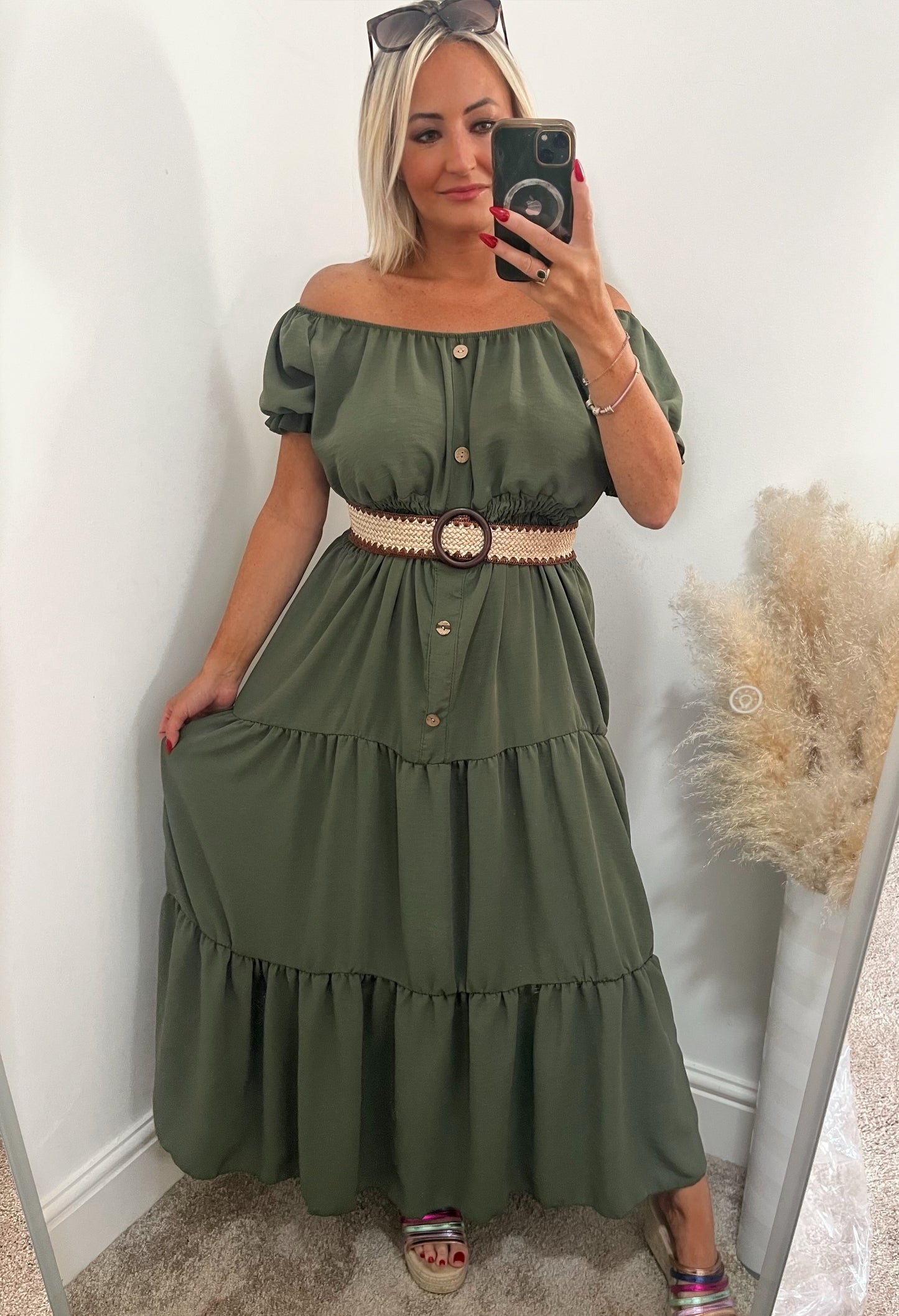 Coco Maxi Shirred Magic Dress - Khaki