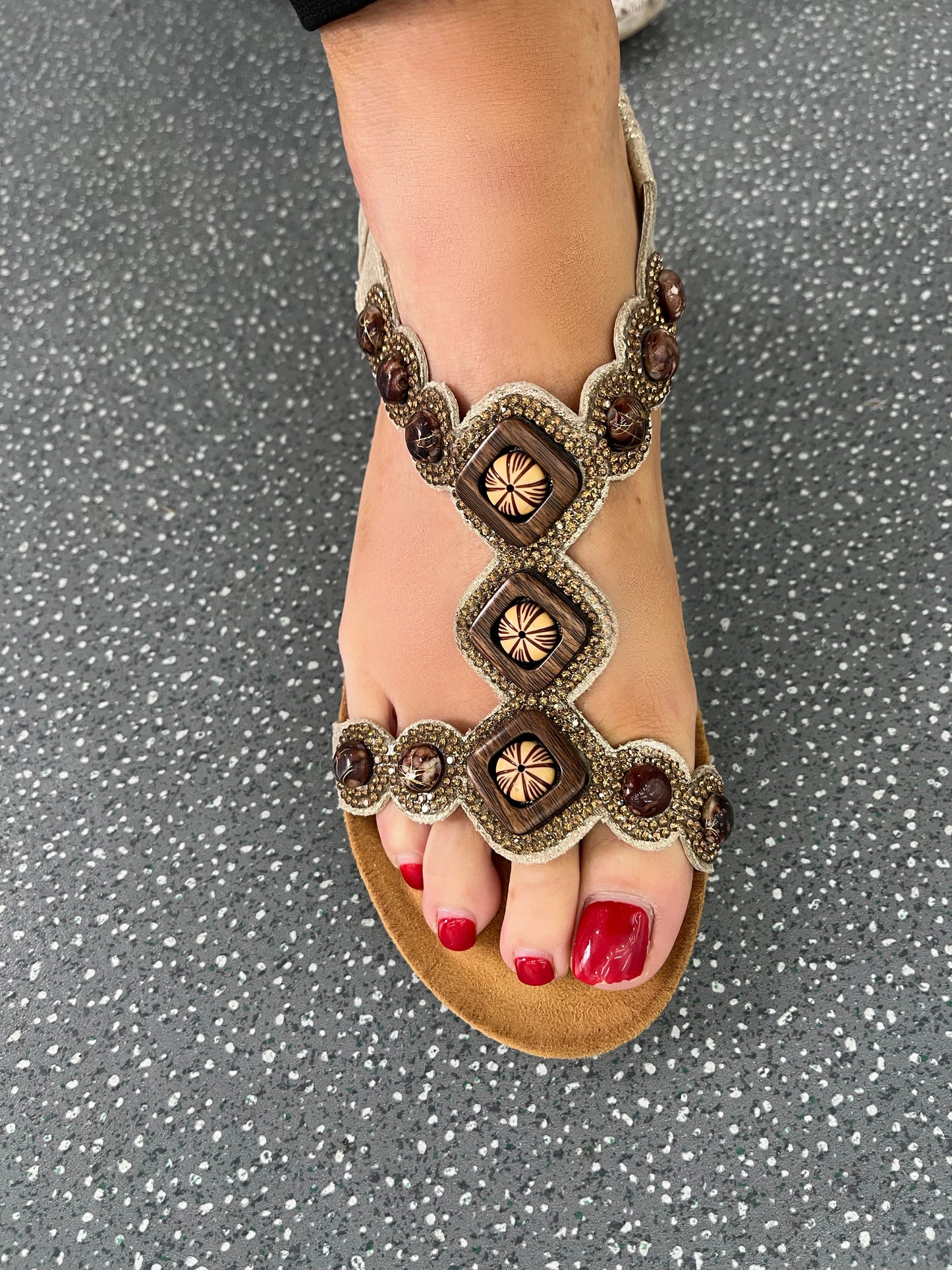 Tan Jewelled Sandals