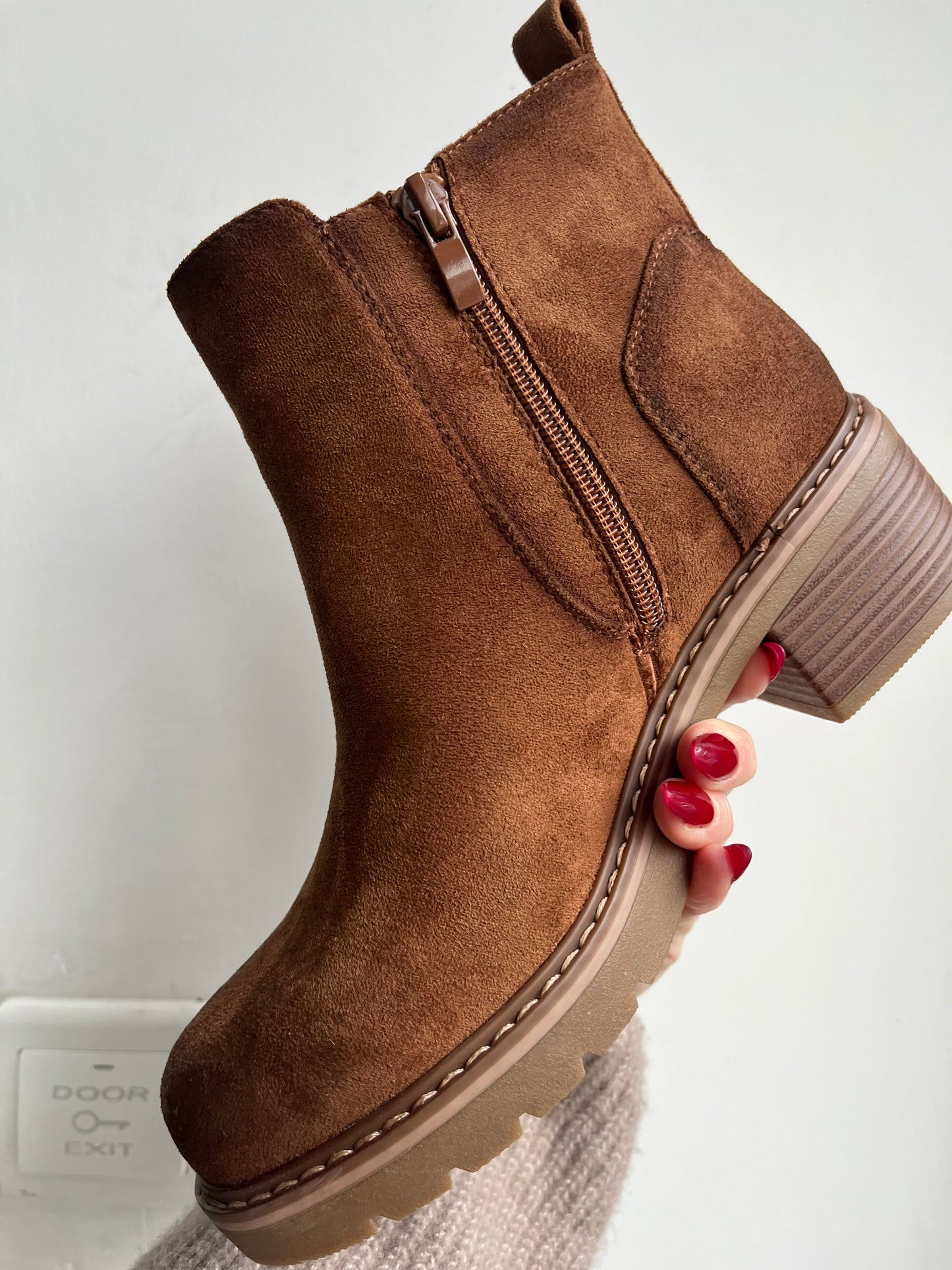 Tan Suedette Lugg Boots