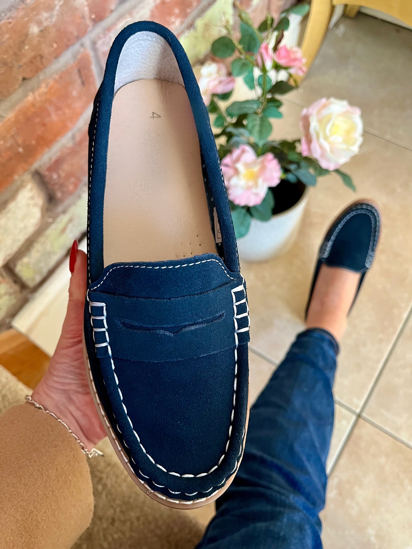 Navy Leather Loafers