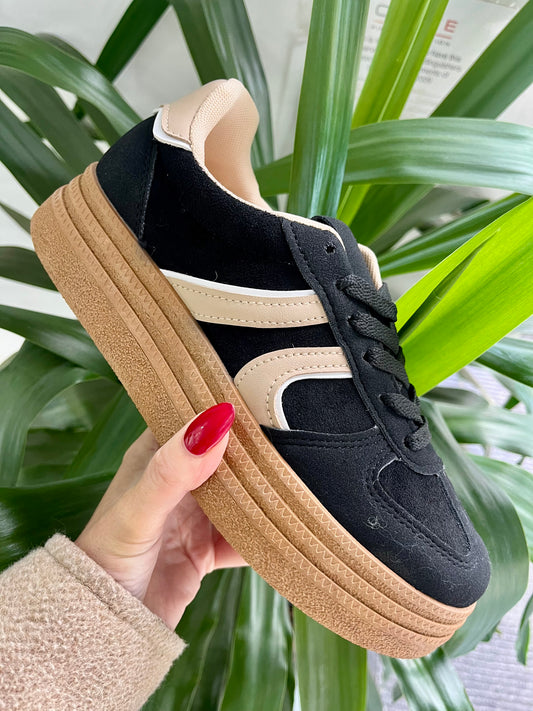 Black Beige Flatform Trainers