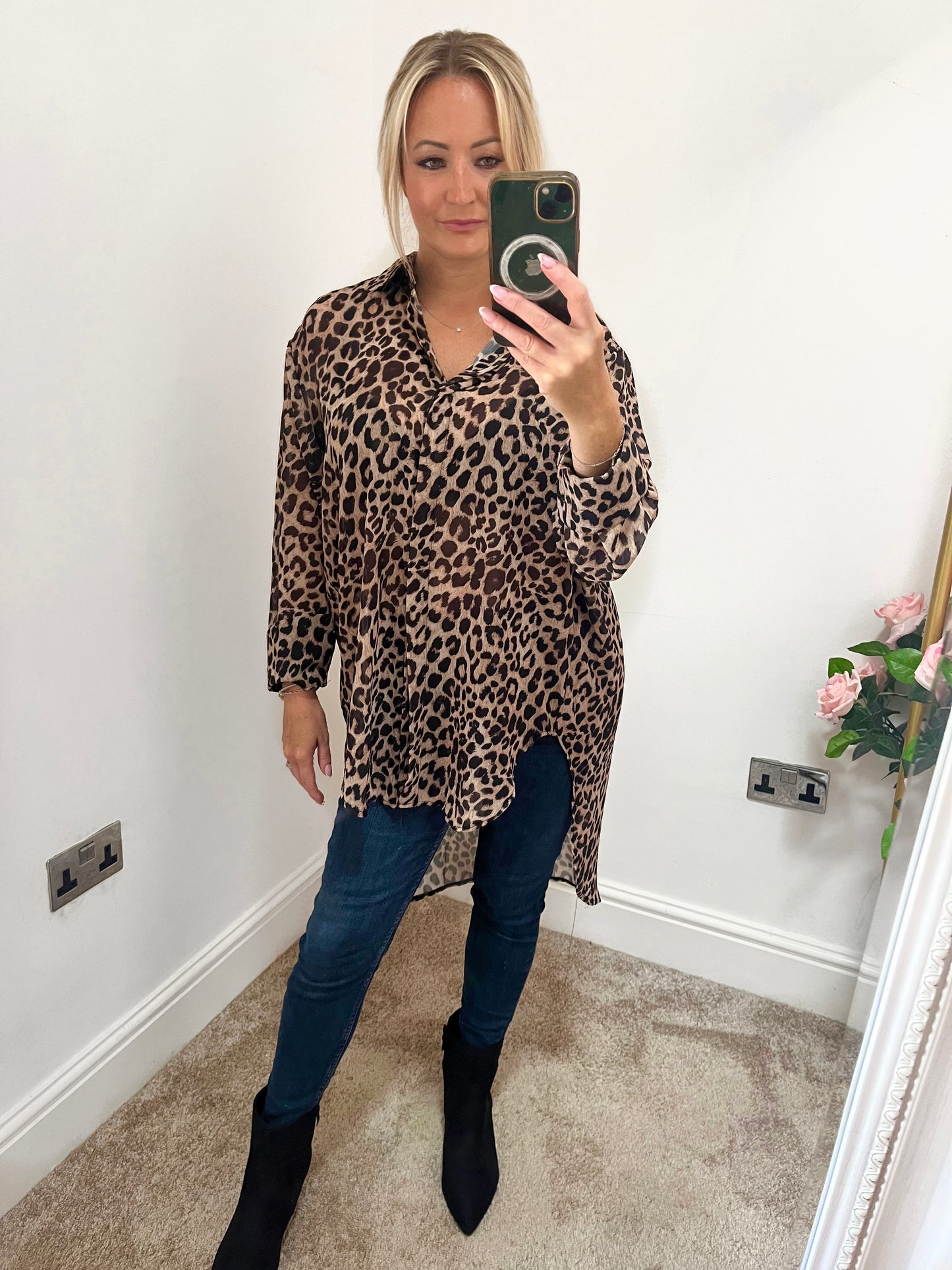 Leopard Long Back Blouse