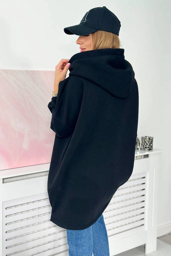 Cocoon Hooded Fleeced Coatigan - Black