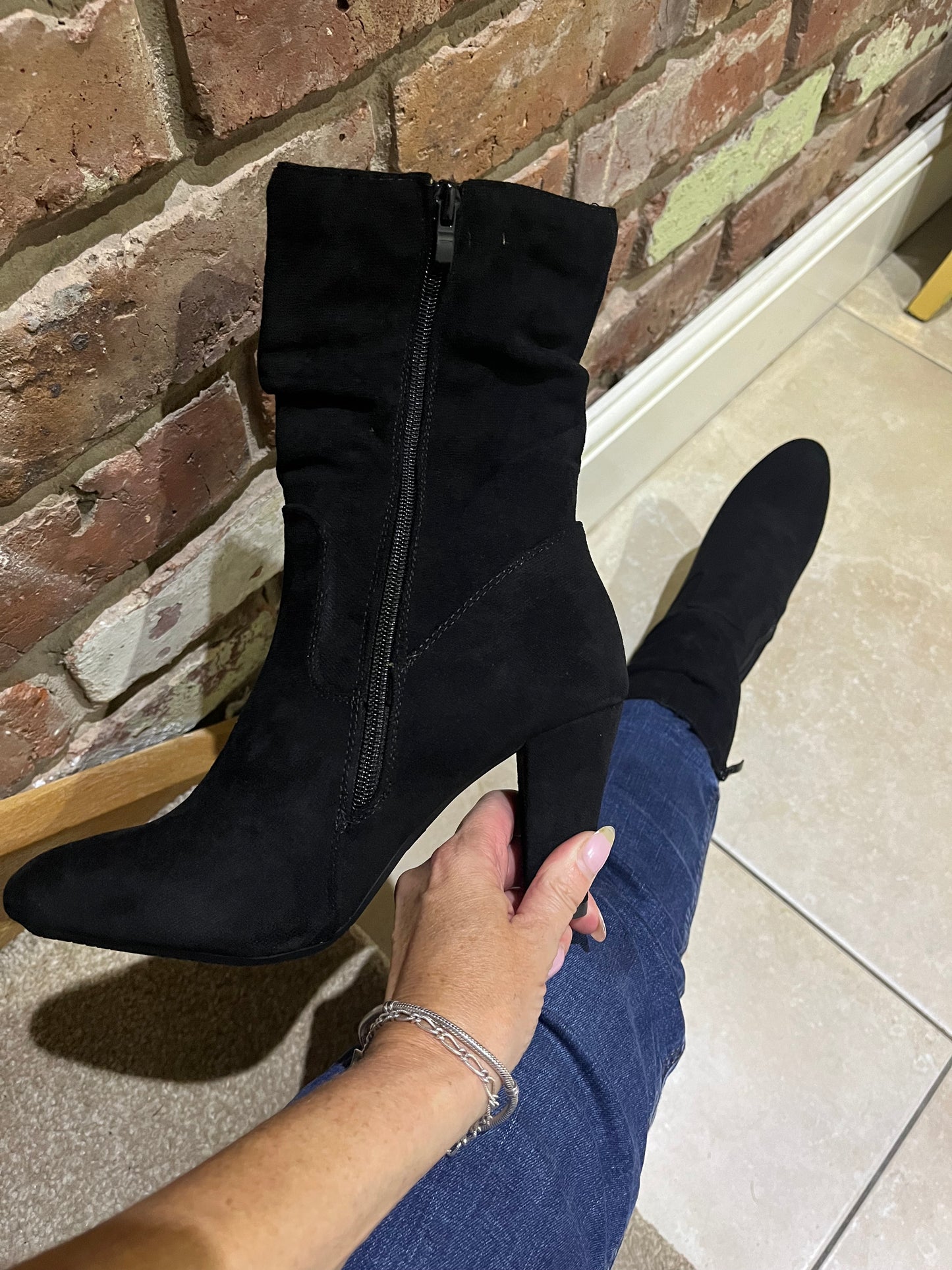 Black Ruched 3/4 Boots