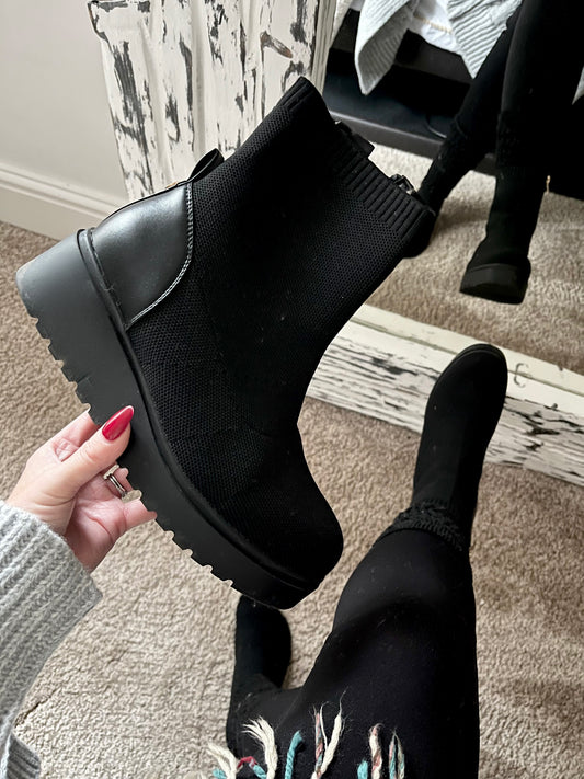 Black Flatform Sock Boots