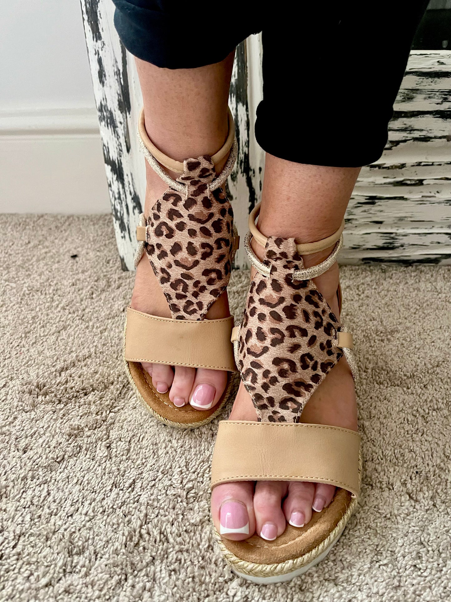 Leopard Wedges Sandals - PRE- ORDER