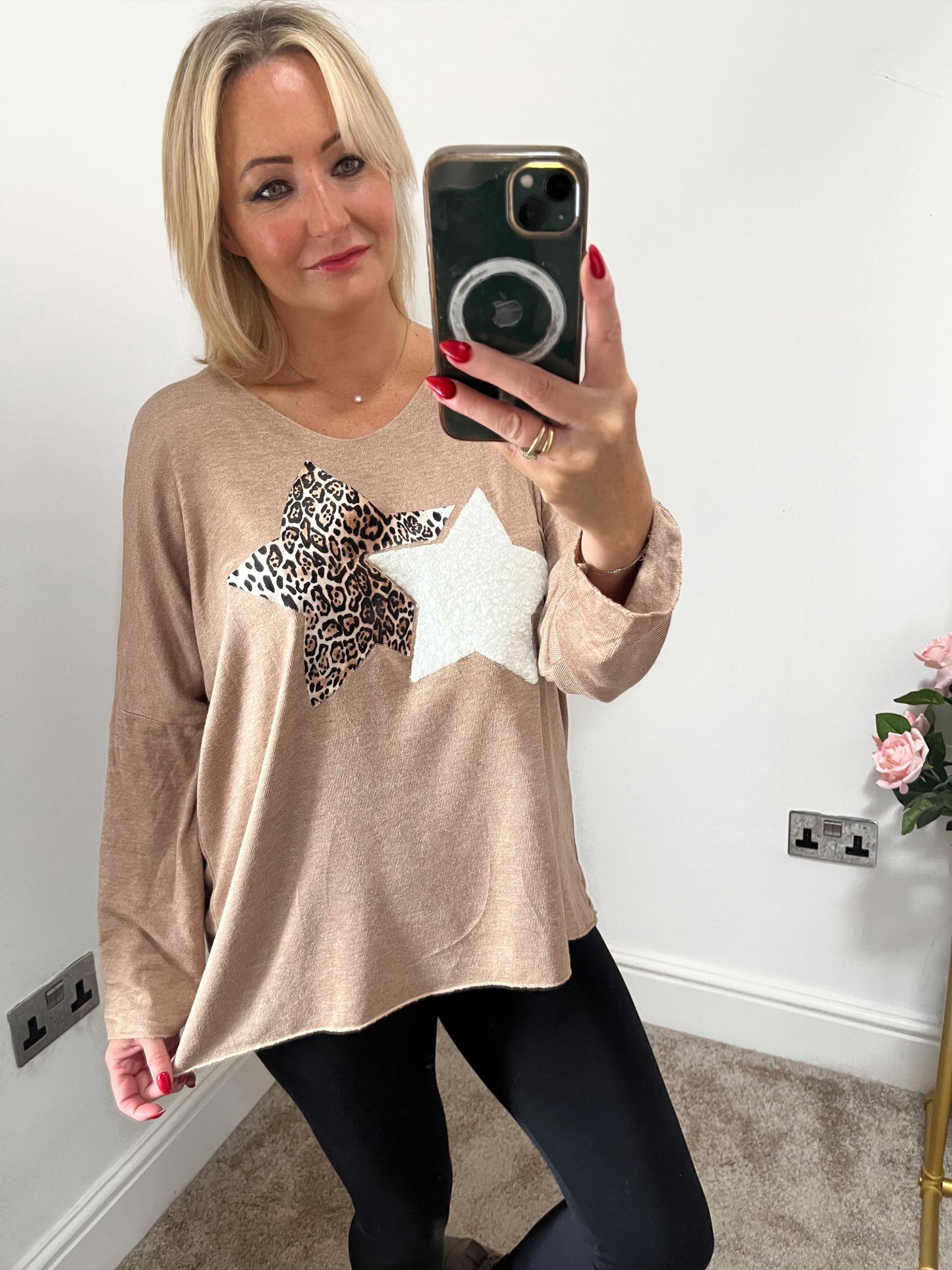 Leopard Star Light Weight Knit - Taupe