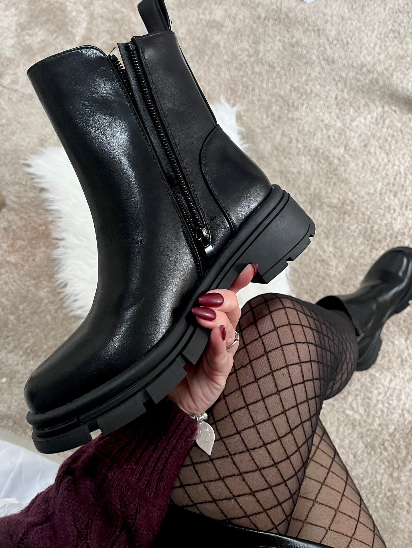 Black Chunky Utility Boots