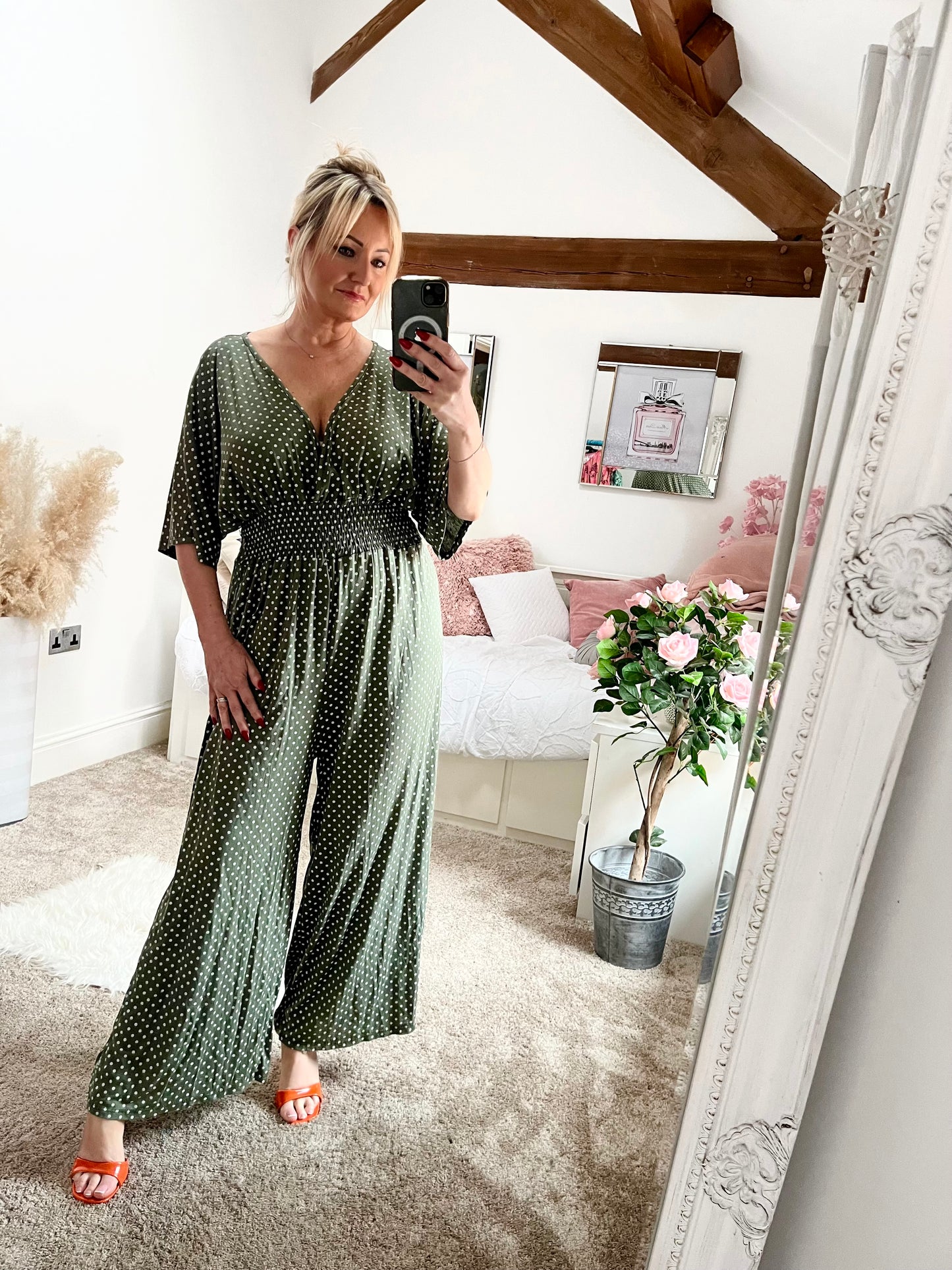 Sage Polka Dot Jumpsuit