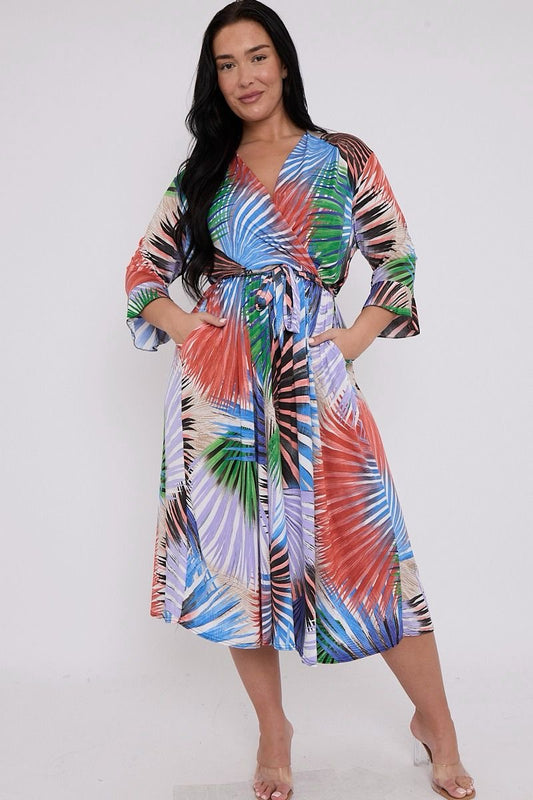Palm Springs Multicoloured Midi dress - Plus Size