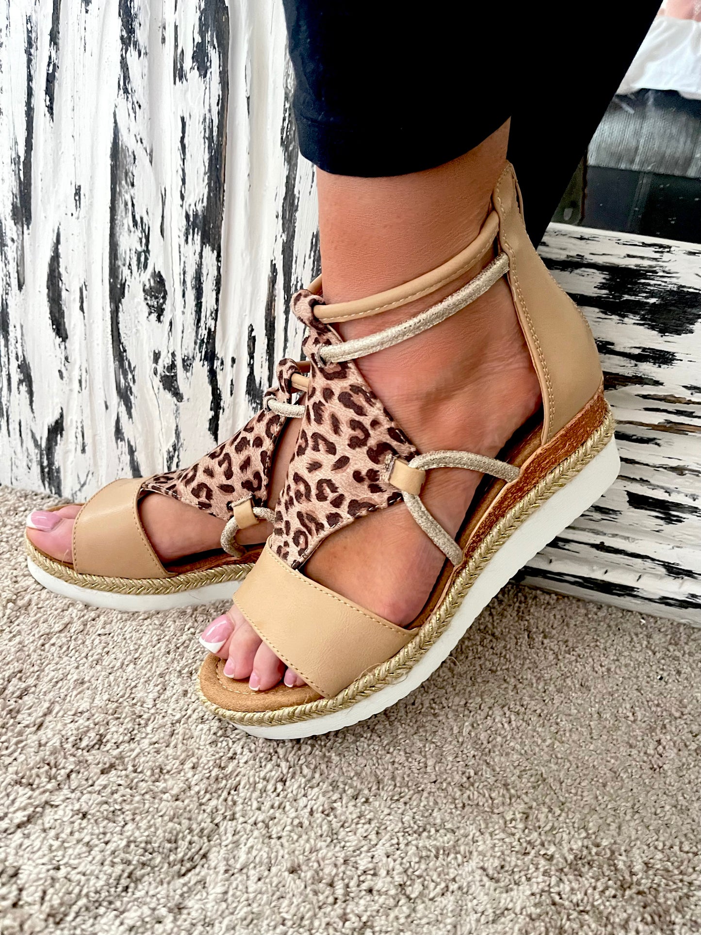 Leopard Wedges Sandals - PRE- ORDER