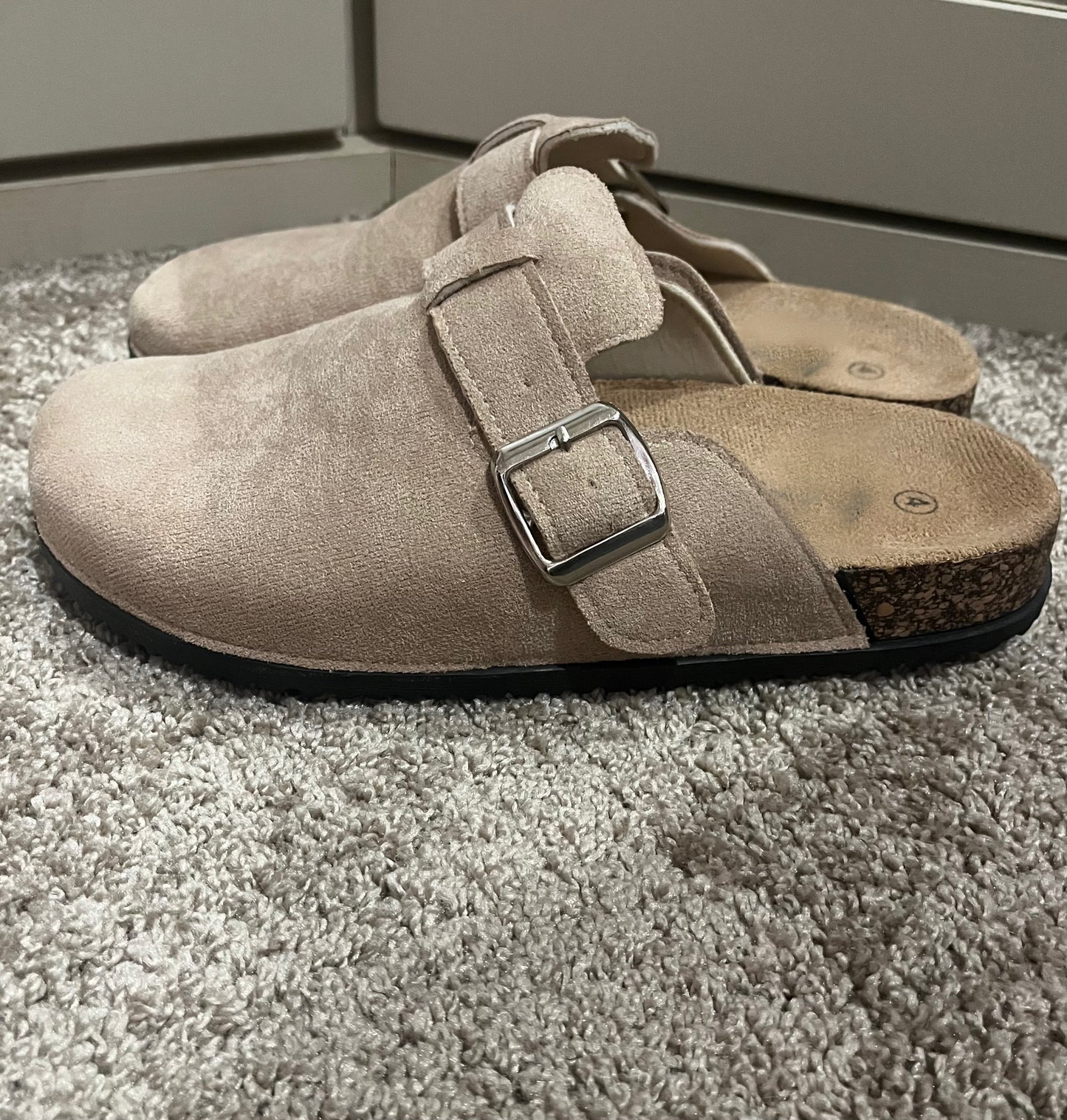 Ladies Taupe Slip on Woodstock Clog